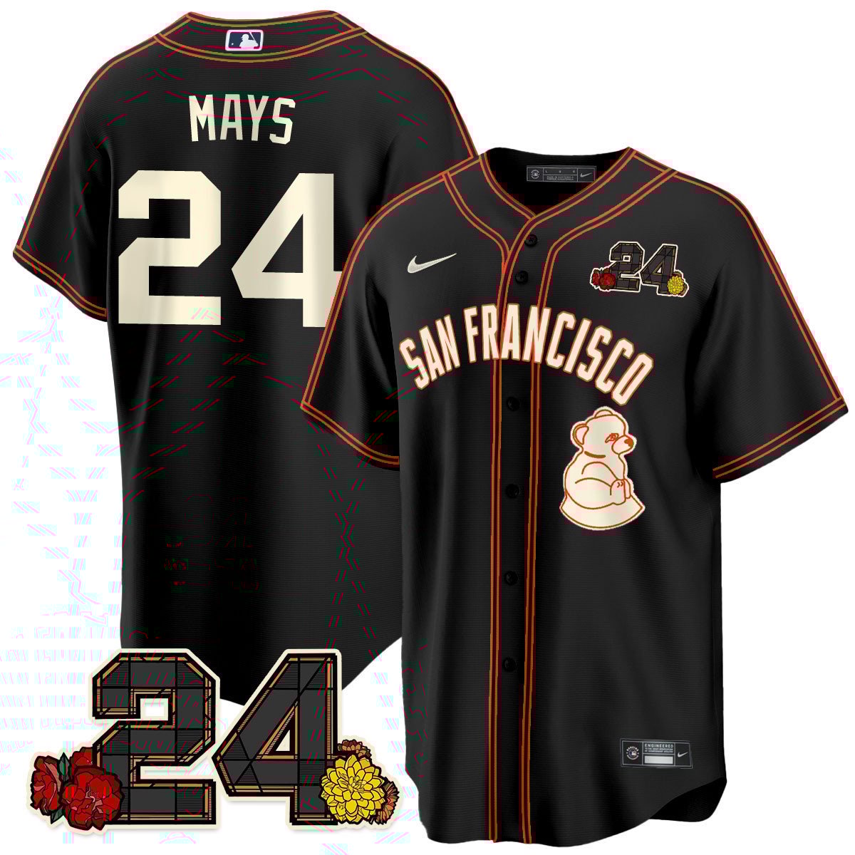 Men's Willie Mays San Francisco Giants 2024 Willie Mays Patch Vapor Premier Limited Black Limited Jersey V2 - All Stitched