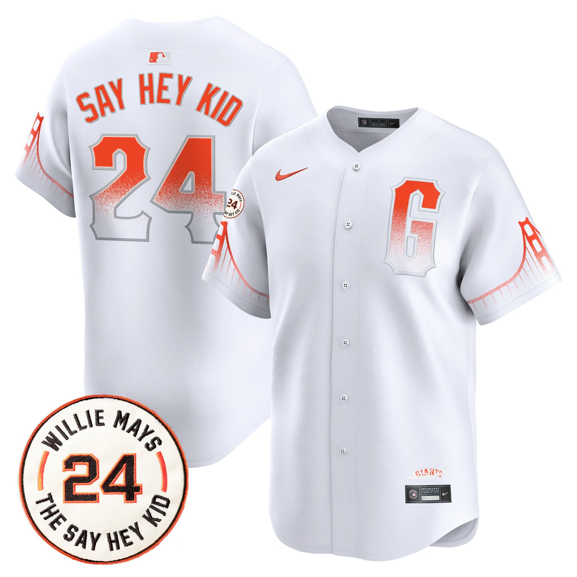 Men's Willie Mays San Francisco Giants 2024 Willie Mays Patch Vapor Premier Limited City Connect Jersey V6 - All Stitched
