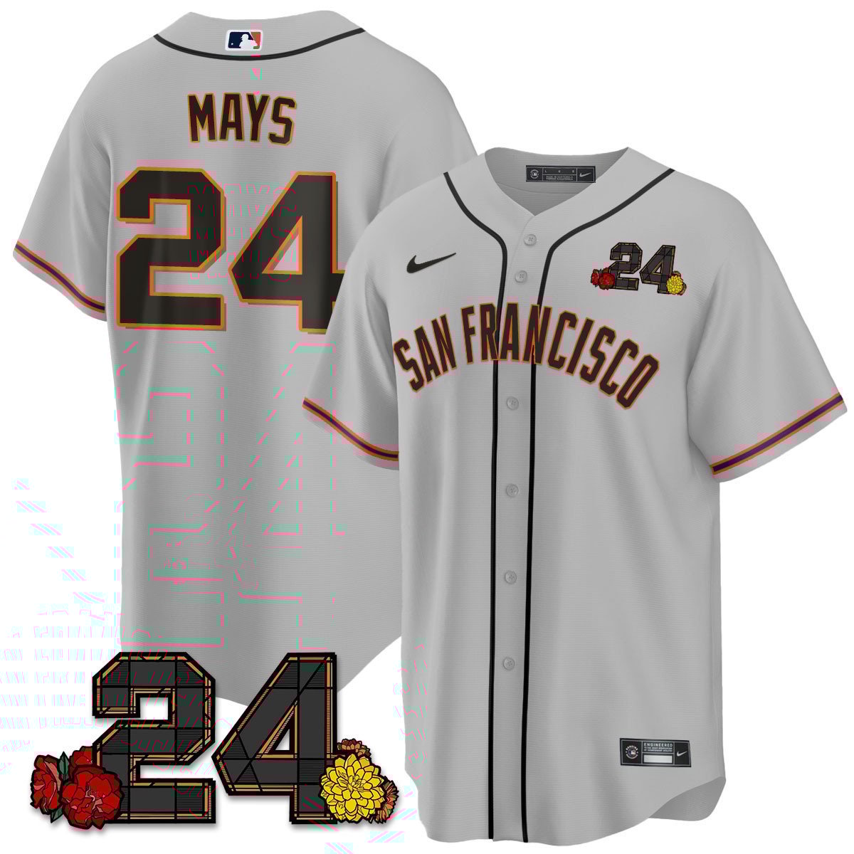 Men's Willie Mays San Francisco Giants 2024 Willie Mays Patch Vapor Premier Limited Gray Jersey V2 - All Stitched