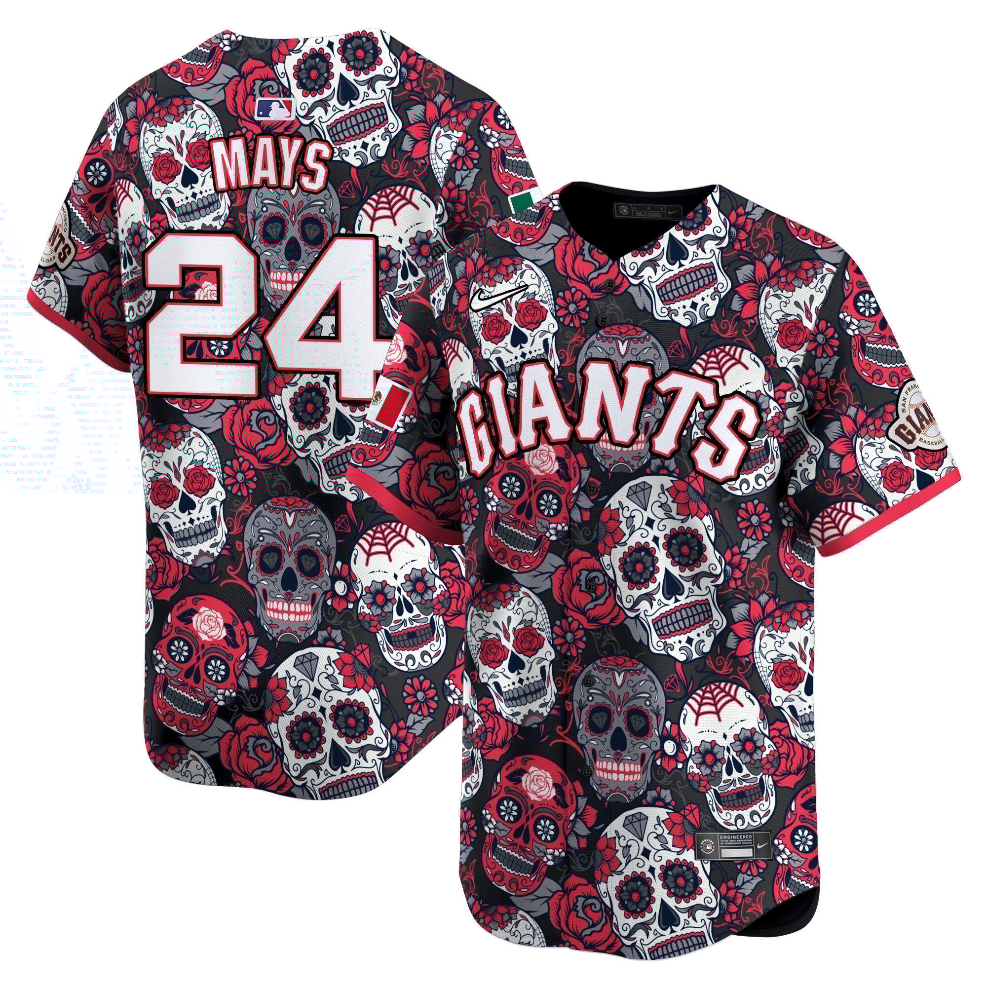 Men's Willie Mays San Francisco Giants Sugar Skull Mexico Vapor Premier Limited Red Jersey - Printed