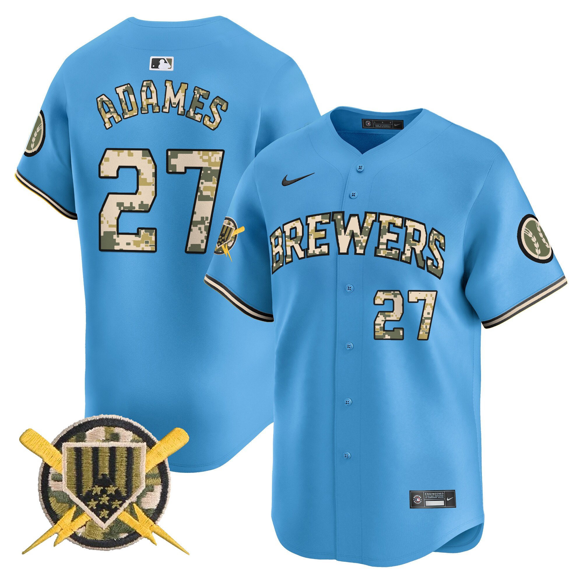 Men's Willy Adames Milwaukee Brewers Armed Forces Day Vapor Premier Limited Blue Jersey - All Stitched