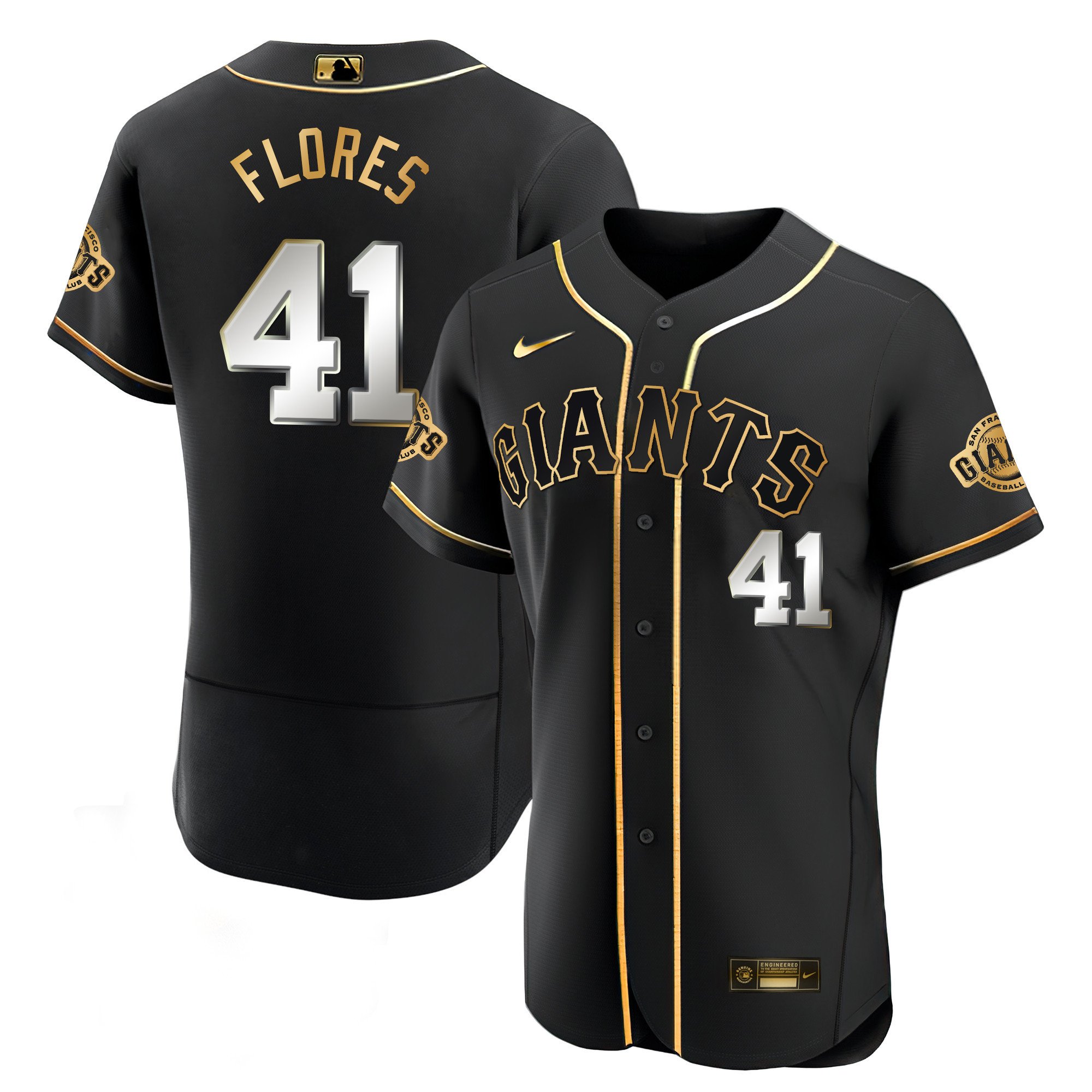 Men's Wilmer Flores San Francisco Giants Black Limited & Gold Flex Black Limited Jersey - All Stitched