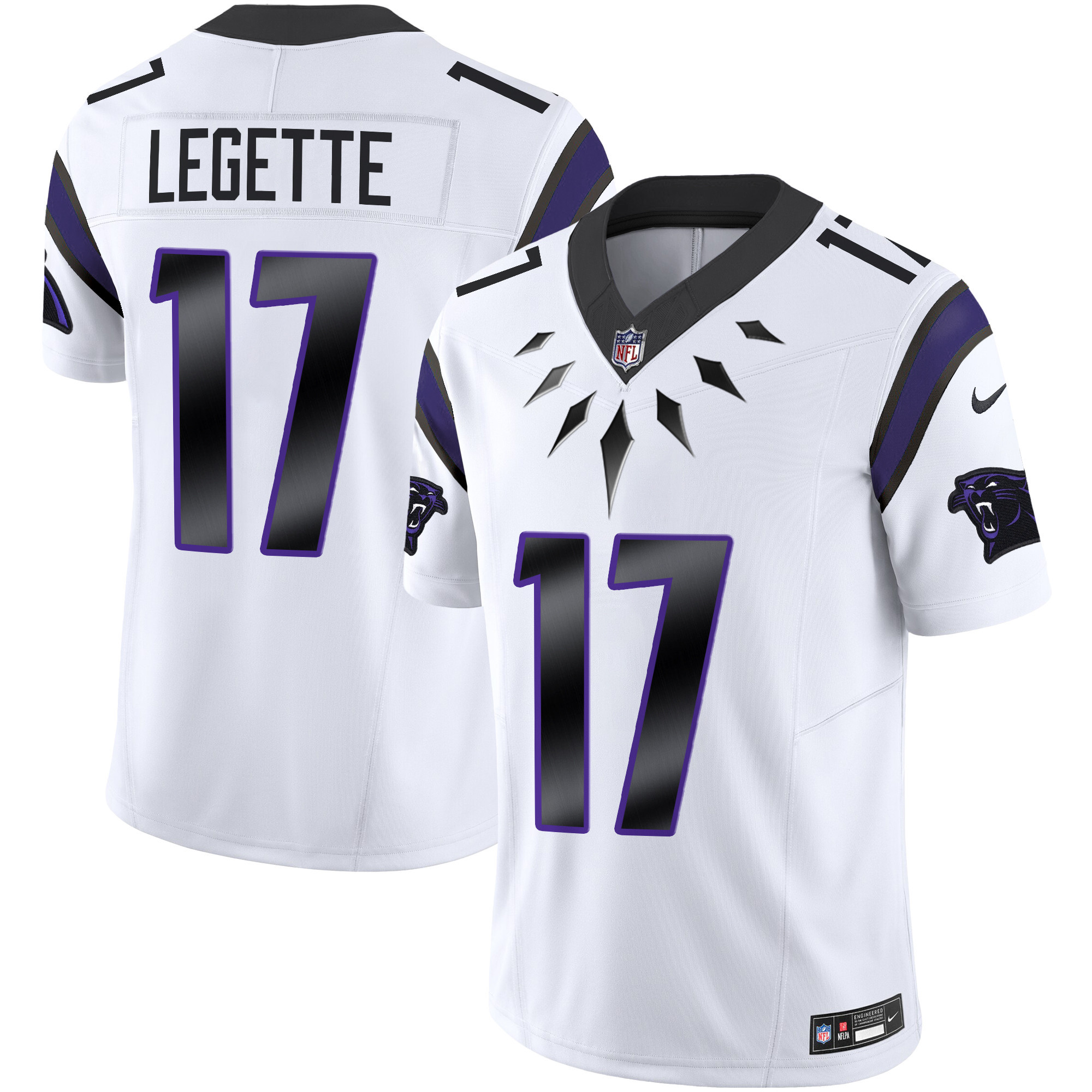 Men's Xavier Legette Carolina Panthers Wakanda Vapor Limited White Jersey - All Stitched