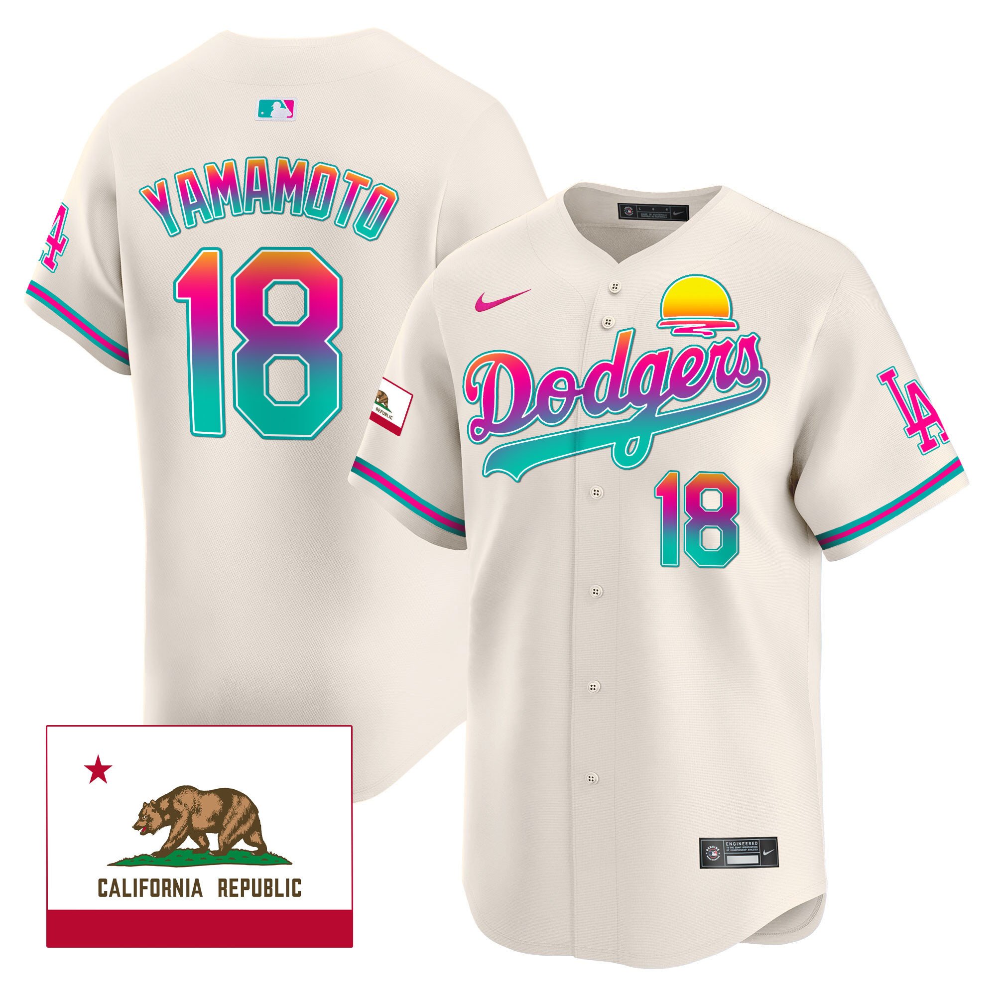 Men's Yamamoto Los Angeles Dodgers 2024 Los Angeles City Style Vapor Premier Limited Cream Jersey - All Stitched