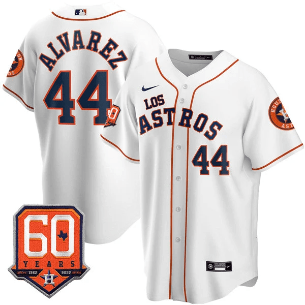 Men's Yordan Â¡lvarez Houston Astros - Ã¬Los AstrosÃ® Hispanic Heritage 60th Anniversary Patch White Jersey Ã± All Stitched