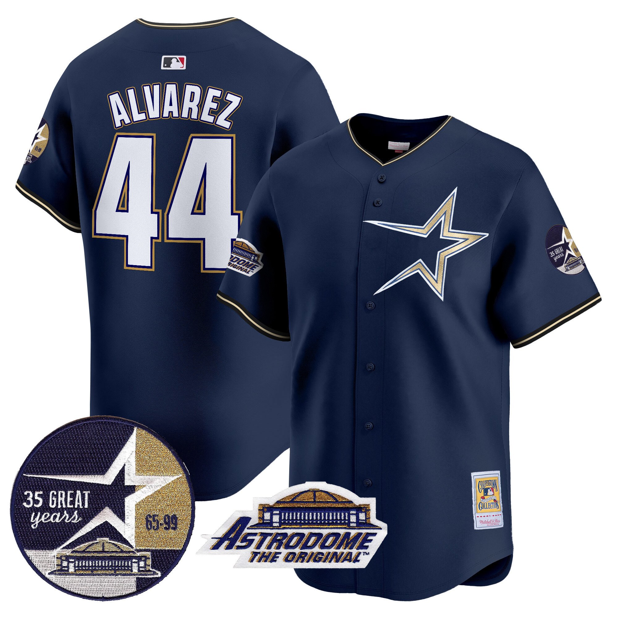 Men's Yordan Â¡lvarez Houston Astros 1999 Throwback 35th & Astrodome Patch Vapor Premier Limited Navy Jersey - All Stitched