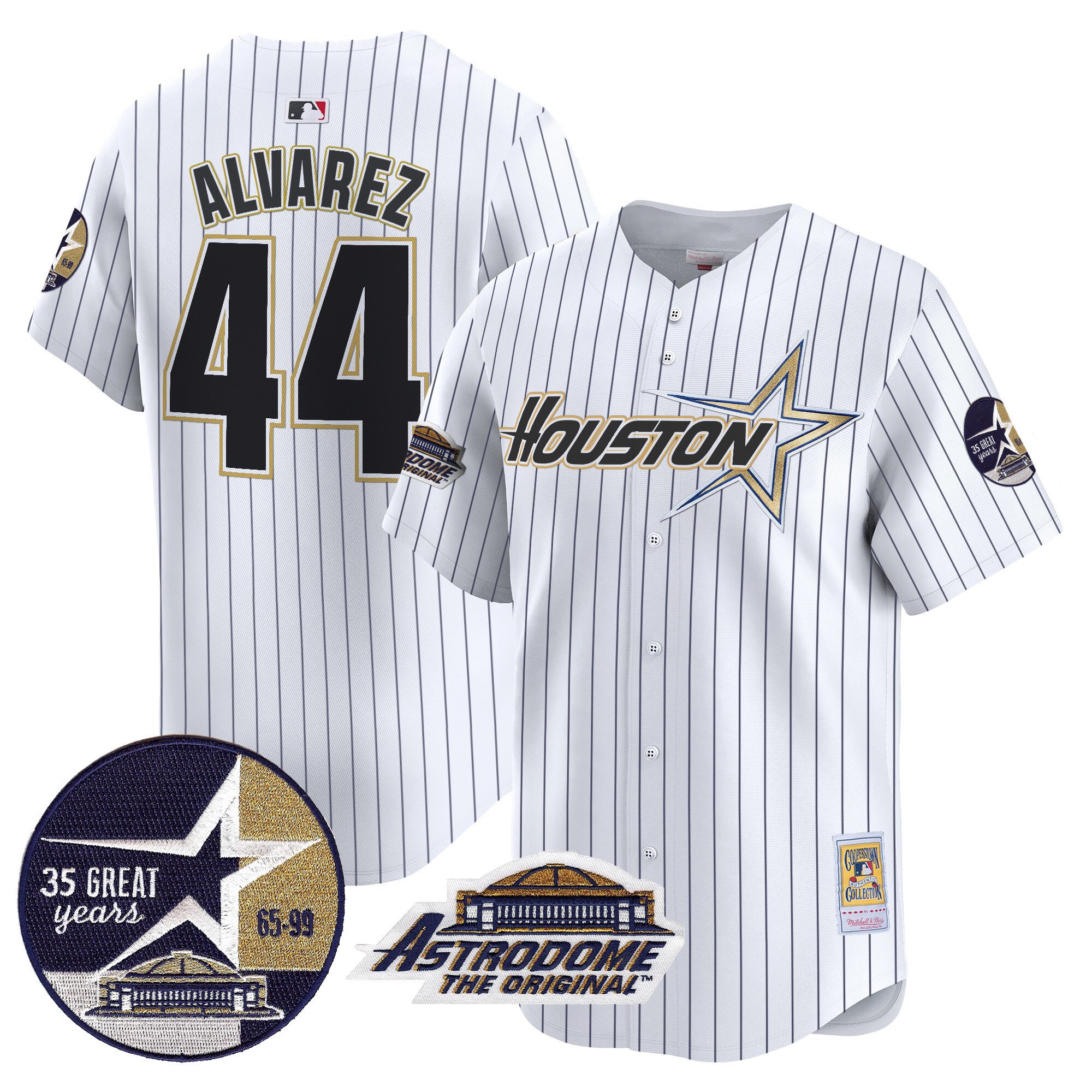 Men's Yordan Â¡lvarez Houston Astros 1999 Throwback 35th & Astrodome Patch Vapor Premier Limited Pinstripe Jersey V2 - All Stitched