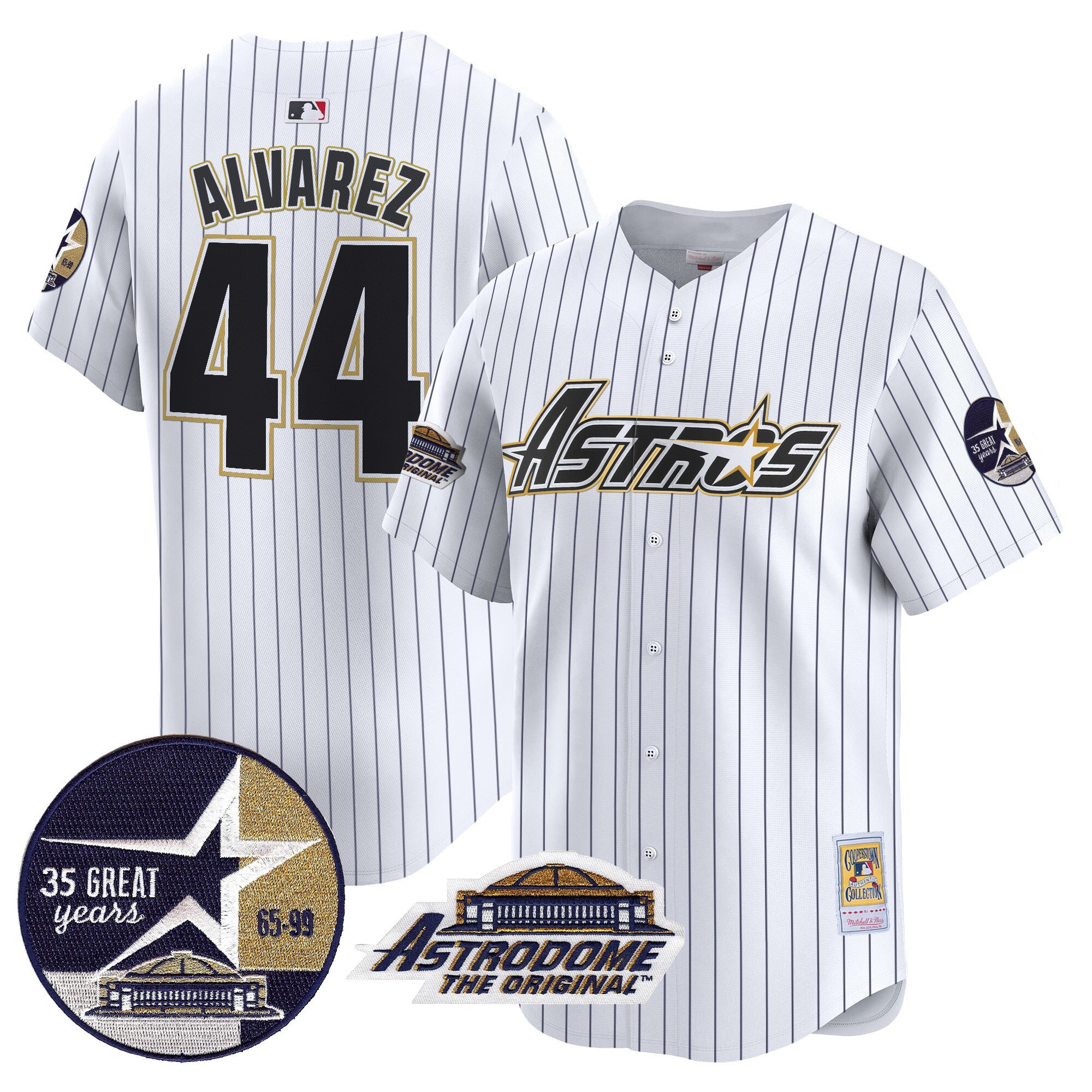Men's Yordan Â¡lvarez Houston Astros 1999 Throwback 35th & Astrodome Patch Vapor Premier Limited Pinstripe Jersey V3 - All Stitched