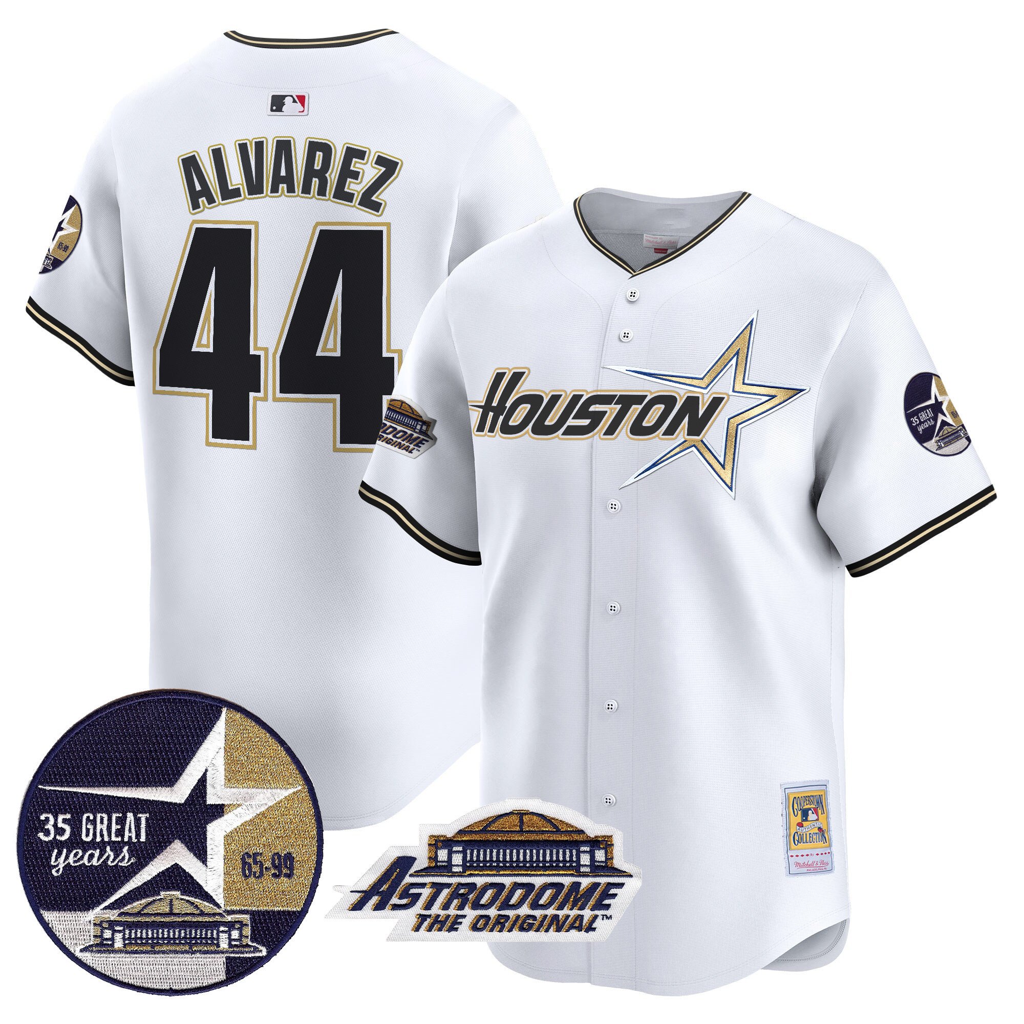 Men's Yordan Â¡lvarez Houston Astros 1999 Throwback 35th & Astrodome Patch Vapor Premier Limited White Jersey V2 - All Stitched