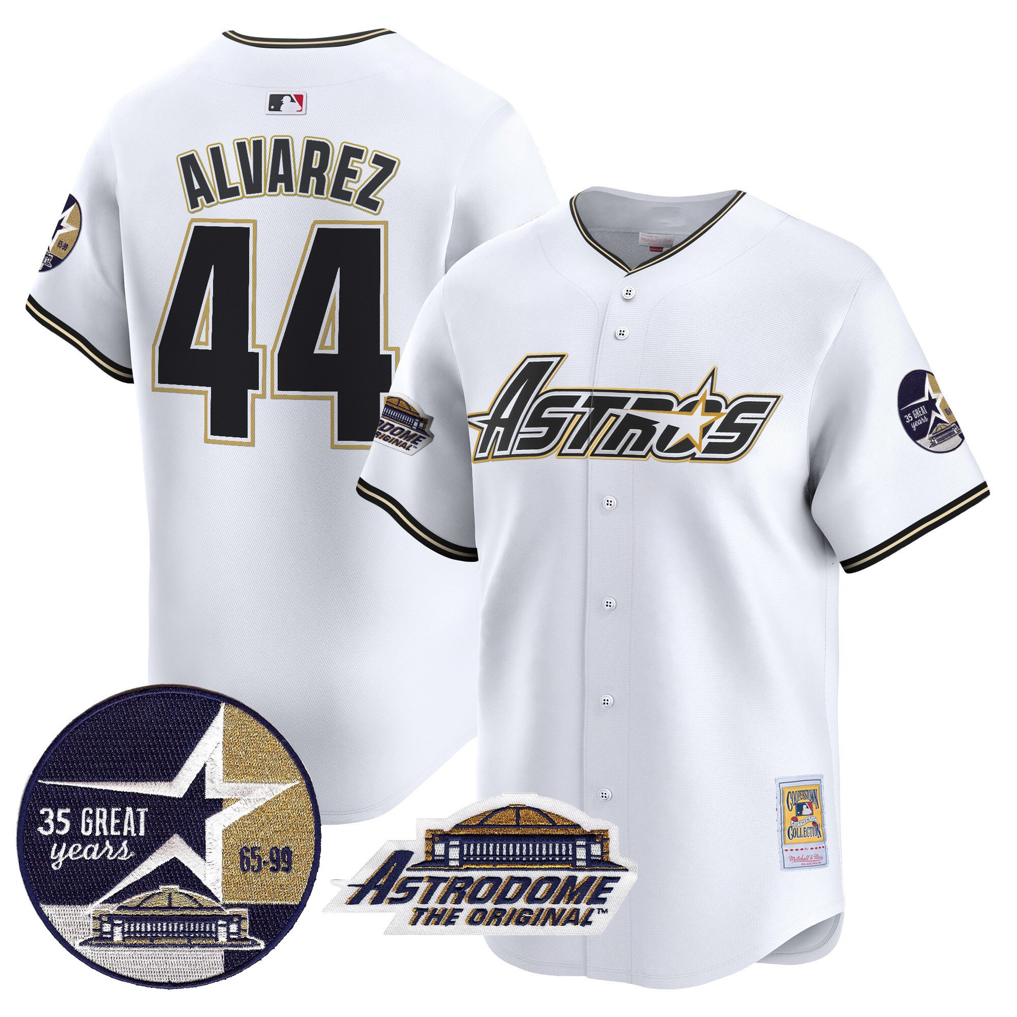Men's Yordan Â¡lvarez Houston Astros 1999 Throwback 35th & Astrodome Patch Vapor Premier Limited White Jersey V3 - All Stitched