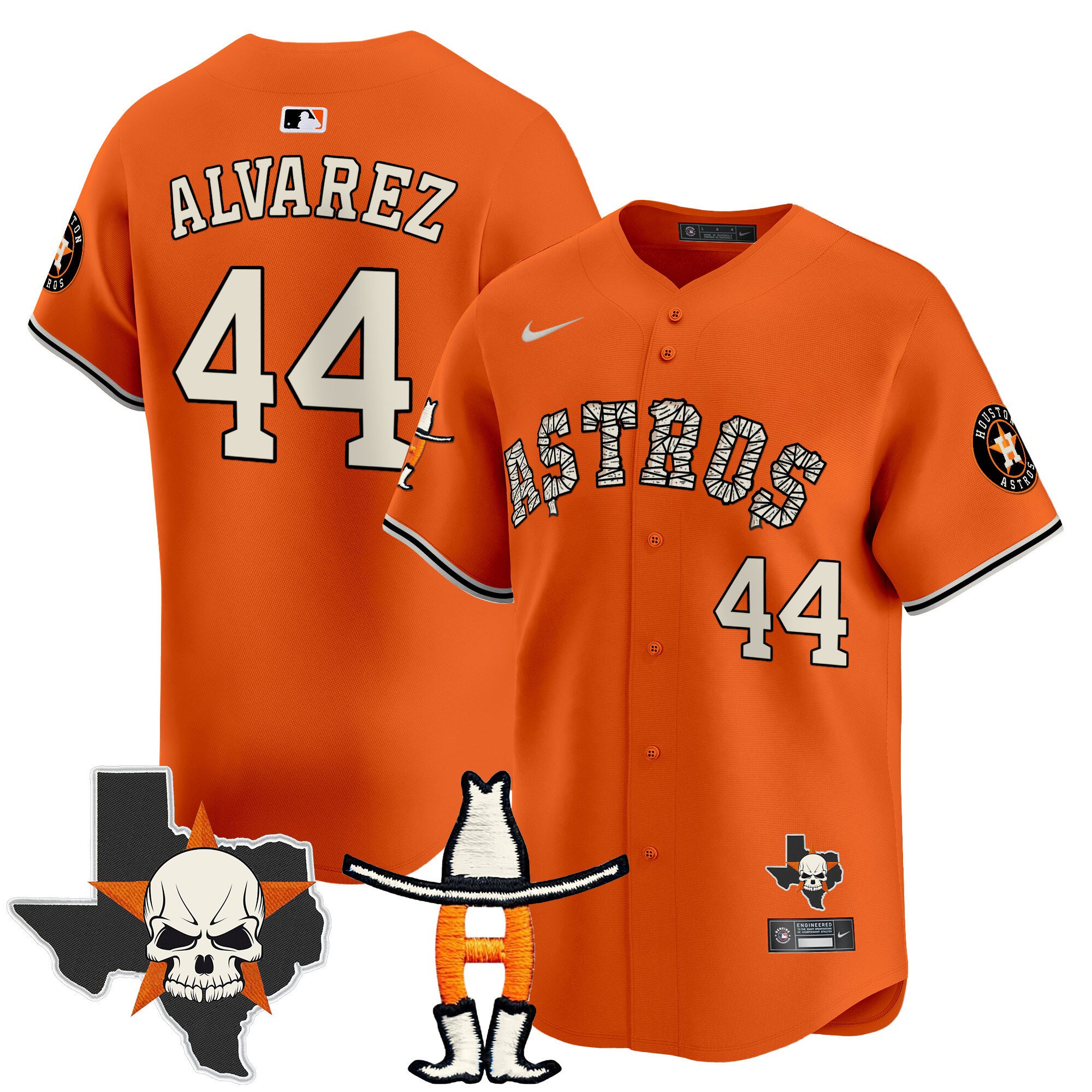 Men's Yordan Â¡lvarez Houston Astros Halloween Vapor Premier Limited Orange Jersey - All Stitched