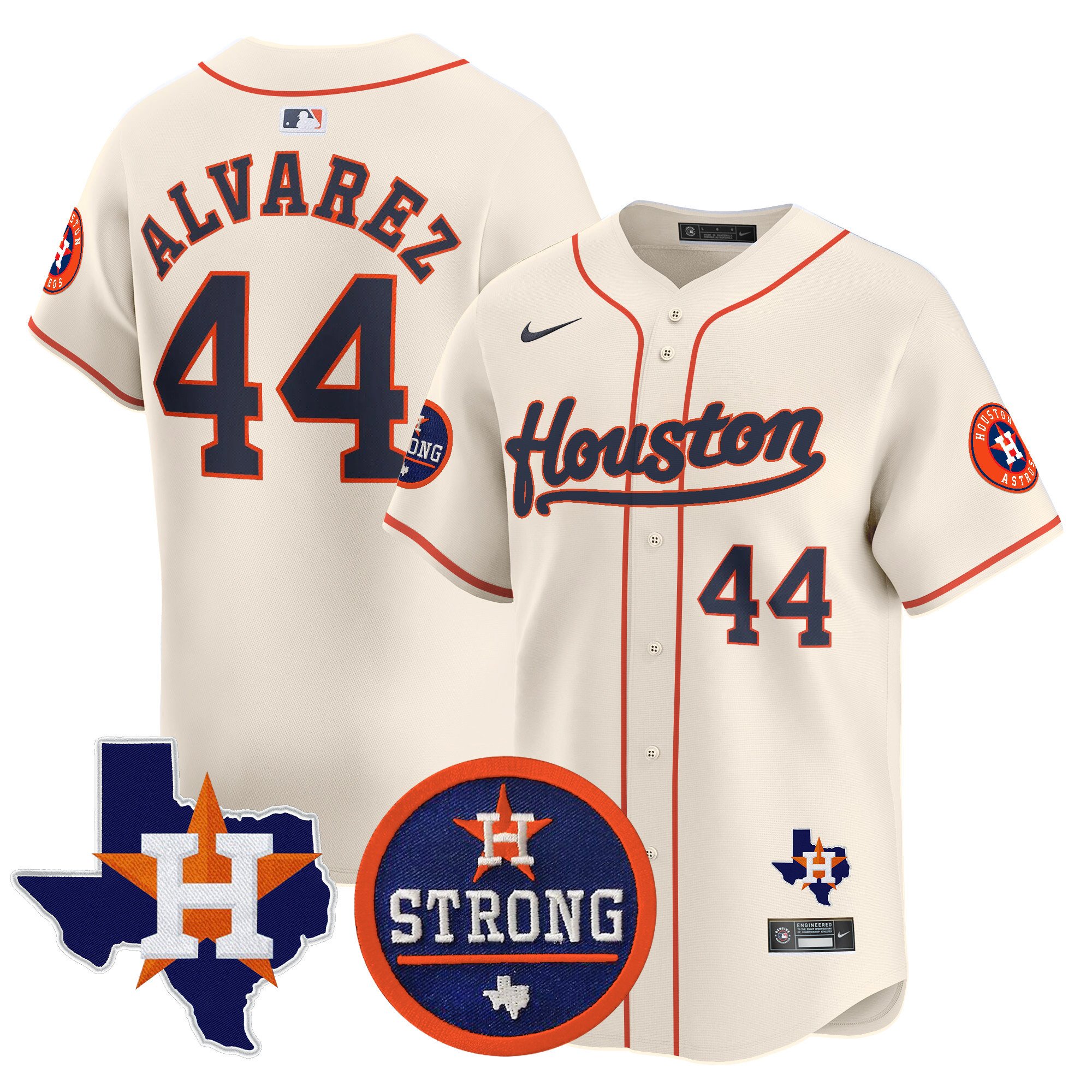 Men's Yordan Â¡lvarez Houston Astros "Houston Strong" Patch Vapor Premier Limited Cream Jersey - All Stitched