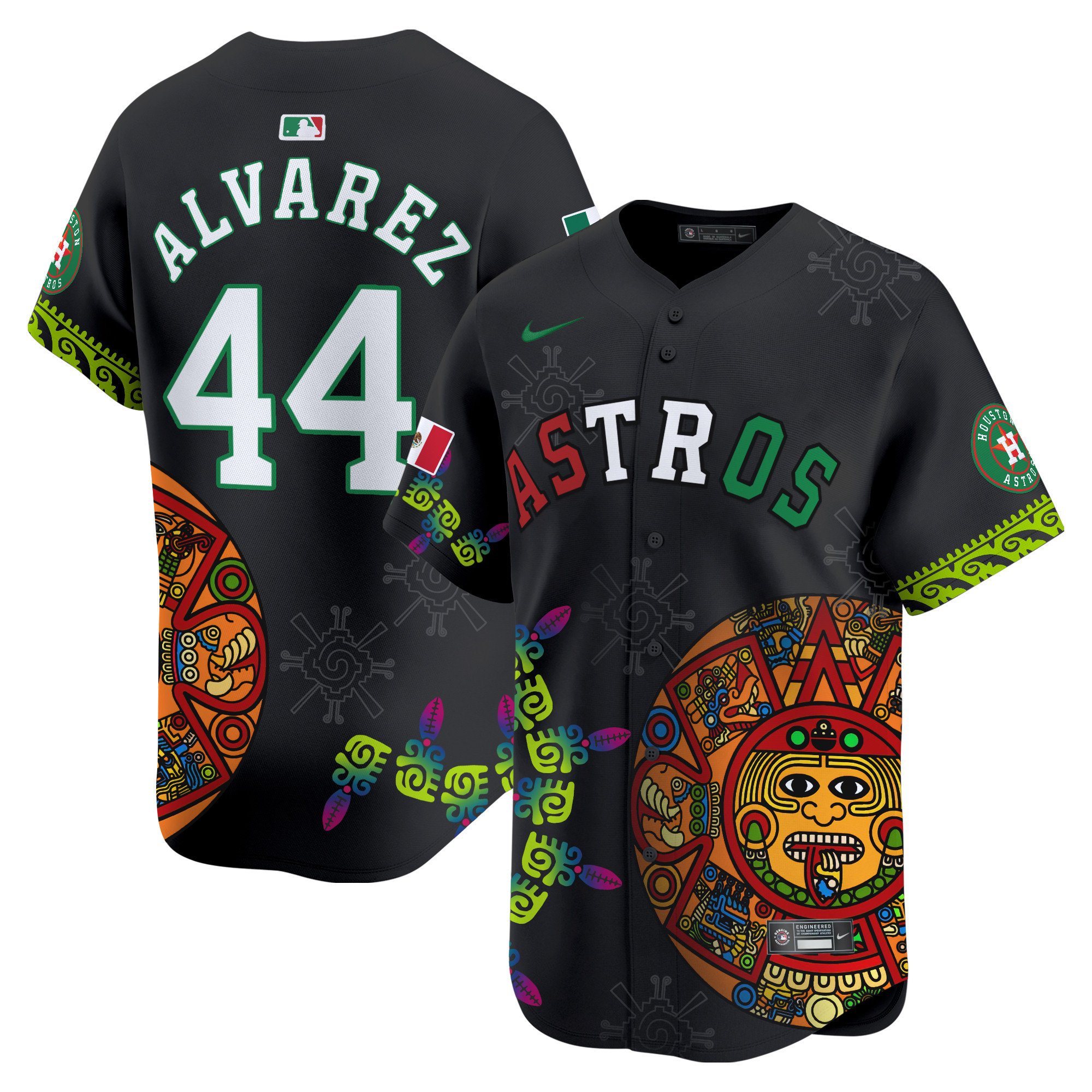 Men's Yordan Â¡lvarez Houston Astros Mexico Aztec Calendar Vapor Premier Limited Black Jersey - Printed