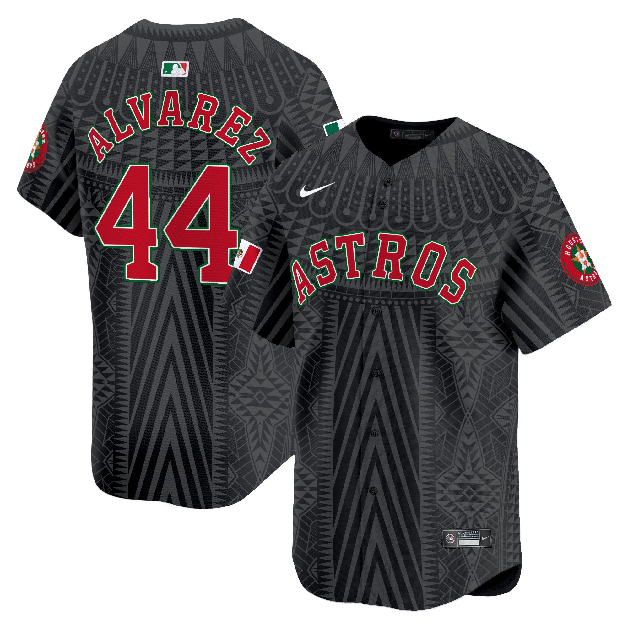Men's Yordan Â¡lvarez Houston Astros Mexico Aztec Pattern Vapor Premier Limited Black Jersey - Printed