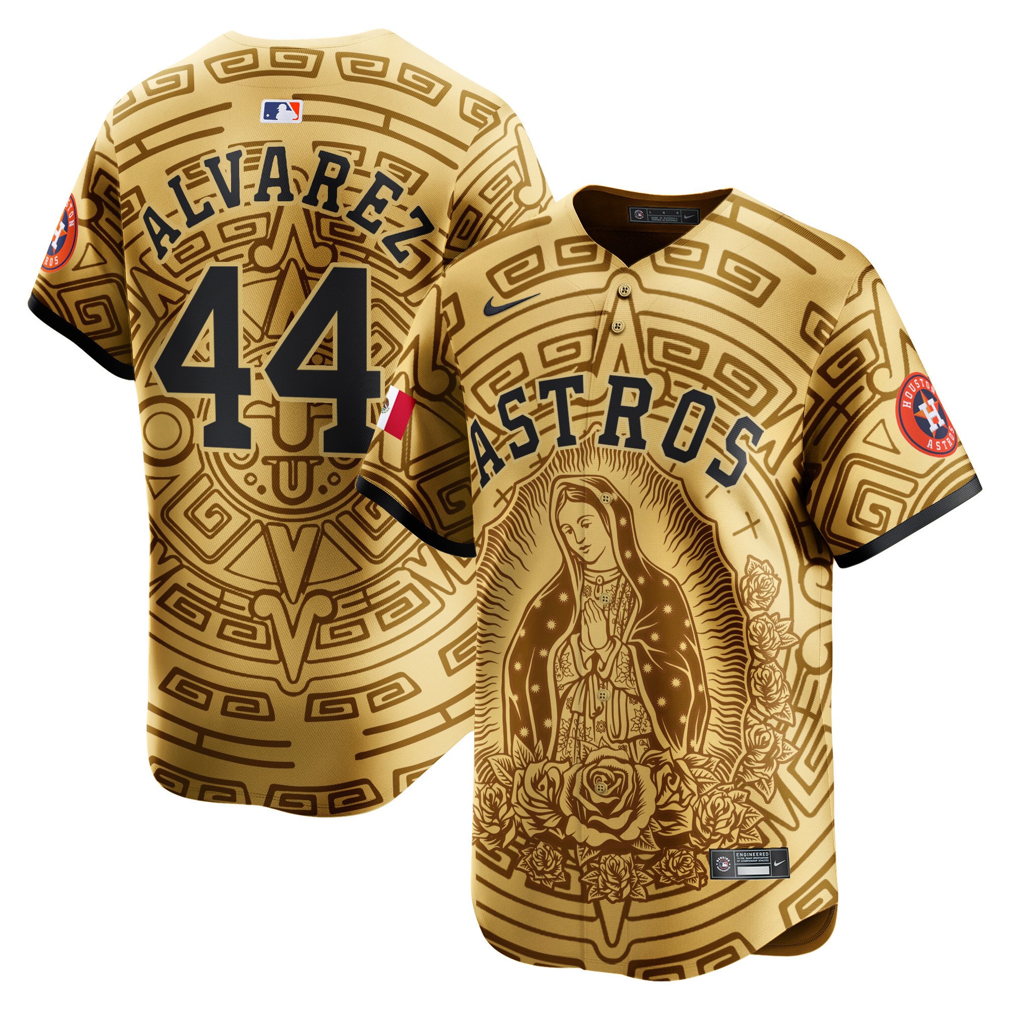 Men's Yordan Â¡lvarez Houston Astros Mexico Guadalupe Vapor Premier Limited Gold Jersey - Printed