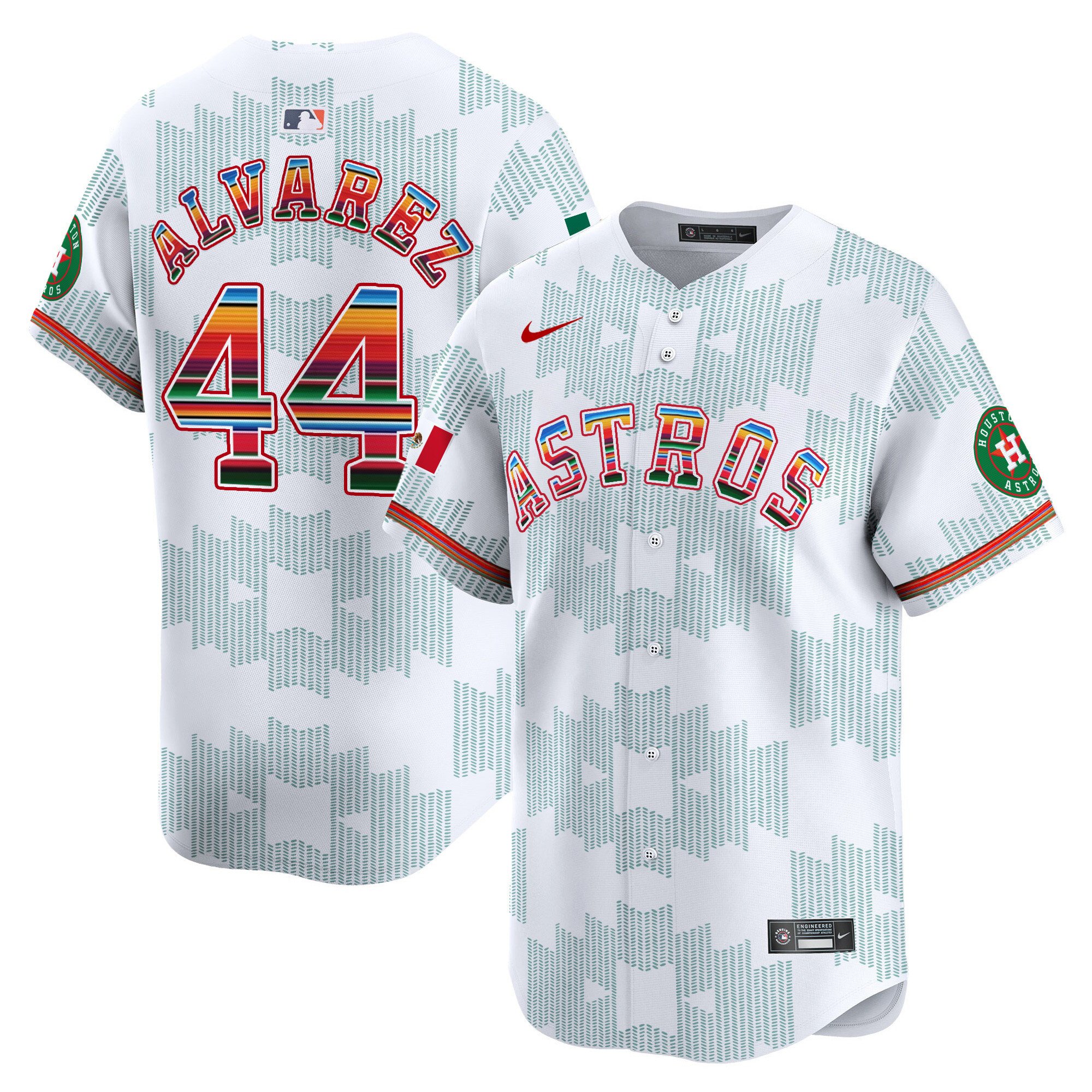 Men's Yordan Â¡lvarez Houston Astros Mexico Serape Style Vapor Premier Limited White Jersey V2- Printed