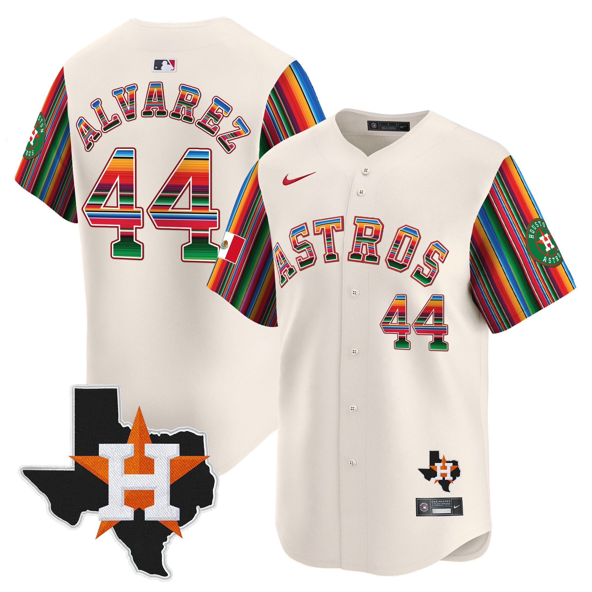 Men's Yordan Â¡lvarez Houston Astros Mexico Texas Patch Vapor Premier Limited Cream Jersey V5 - All Stitched
