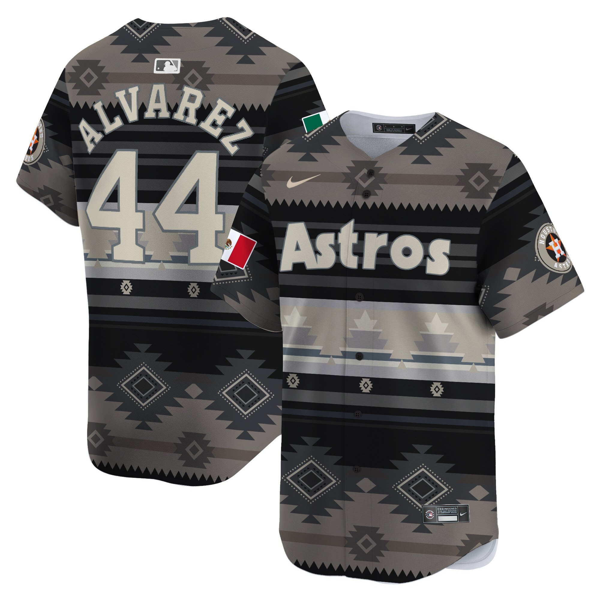 Men's Yordan Â¡lvarez Houston Astros Mexico Traditional Pattern Vapor Premier Limited Gray Jersey - Printed