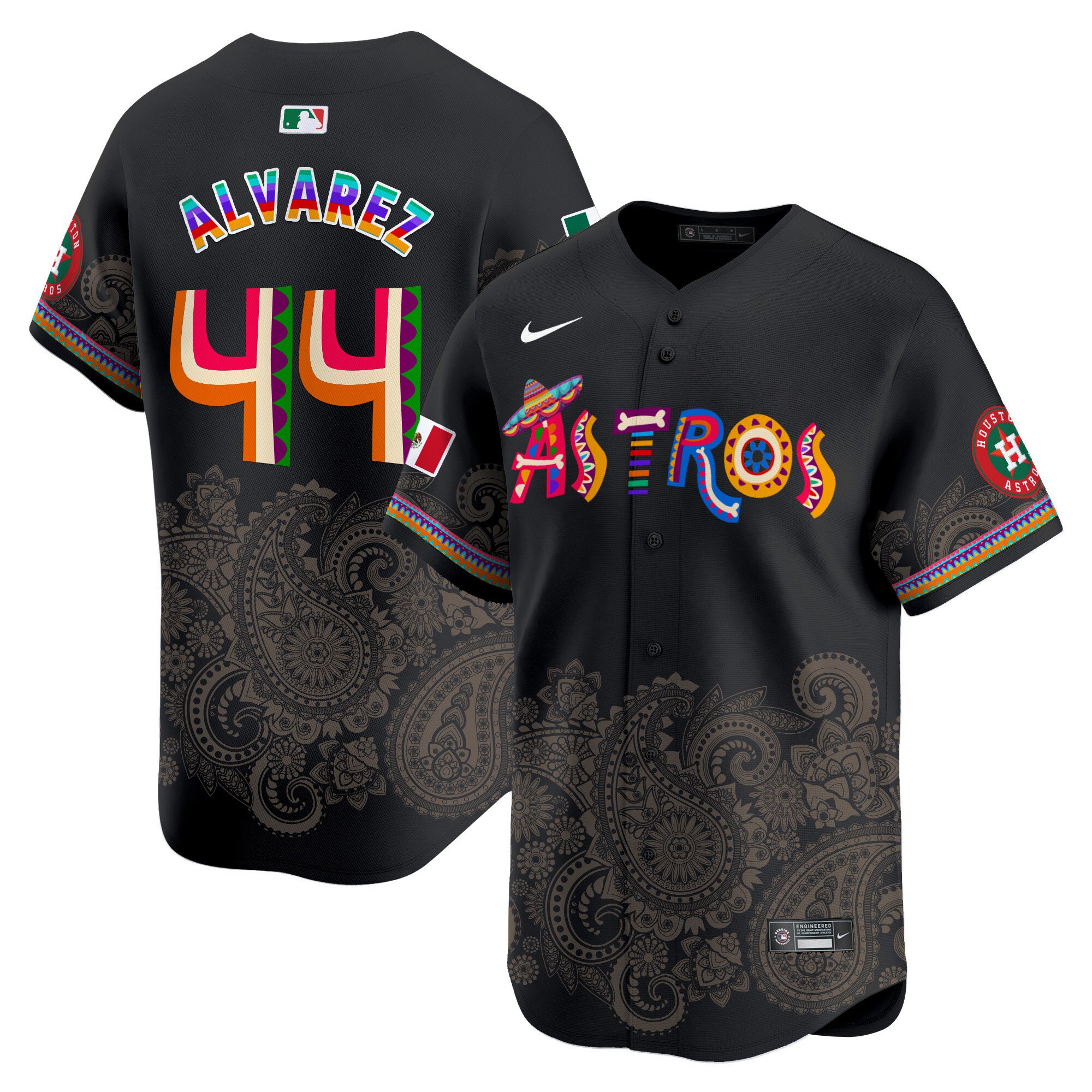 Men's Yordan Â¡lvarez Houston Astros Paisley Mexico Vapor Premier Limited Black Jersey - Printed