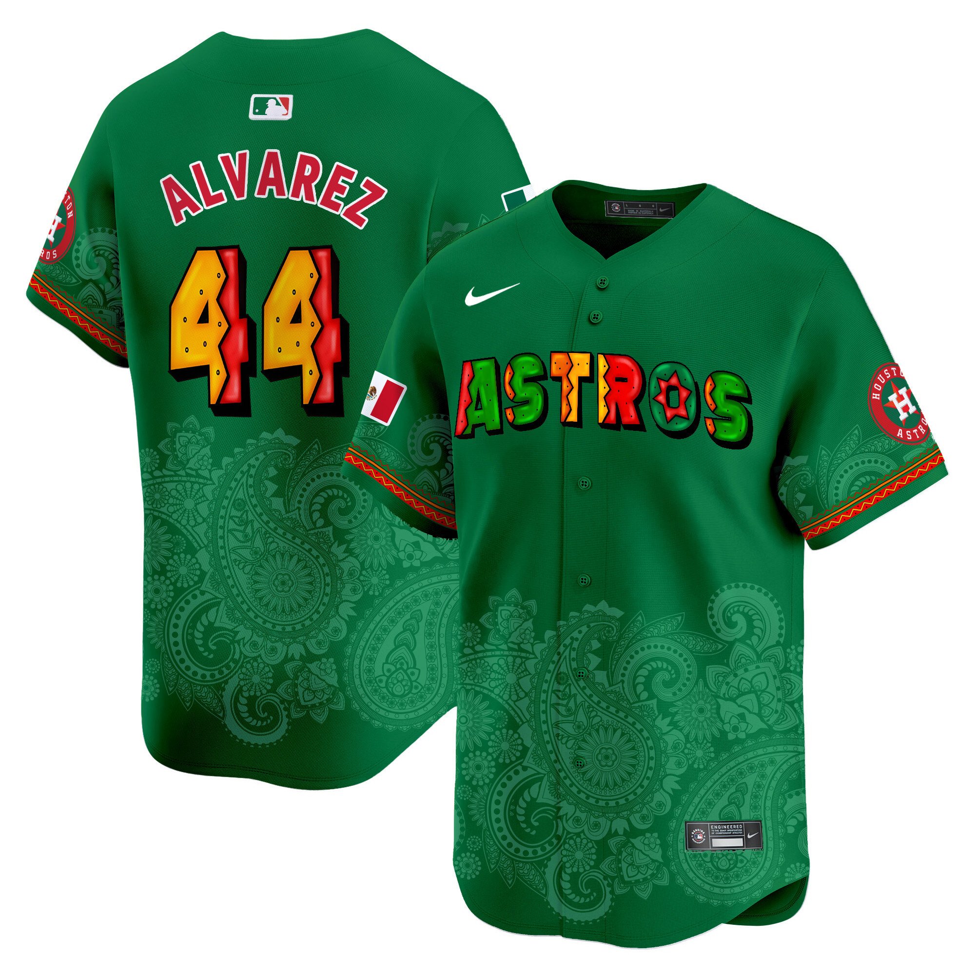 Men's Yordan Â¡lvarez Houston Astros Paisley Mexico Vapor Premier Limited Green Jersey V3 - Printed