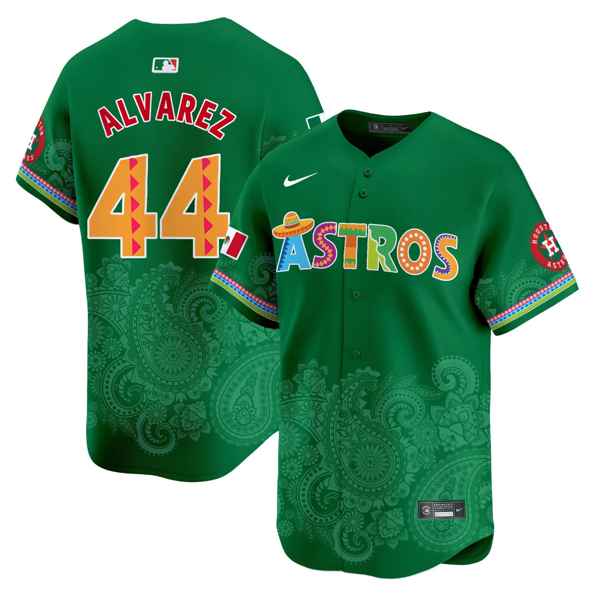 Men's Yordan Â¡lvarez Houston Astros Paisley Mexico Vapor Premier Limited Green Jersey V5- Printed