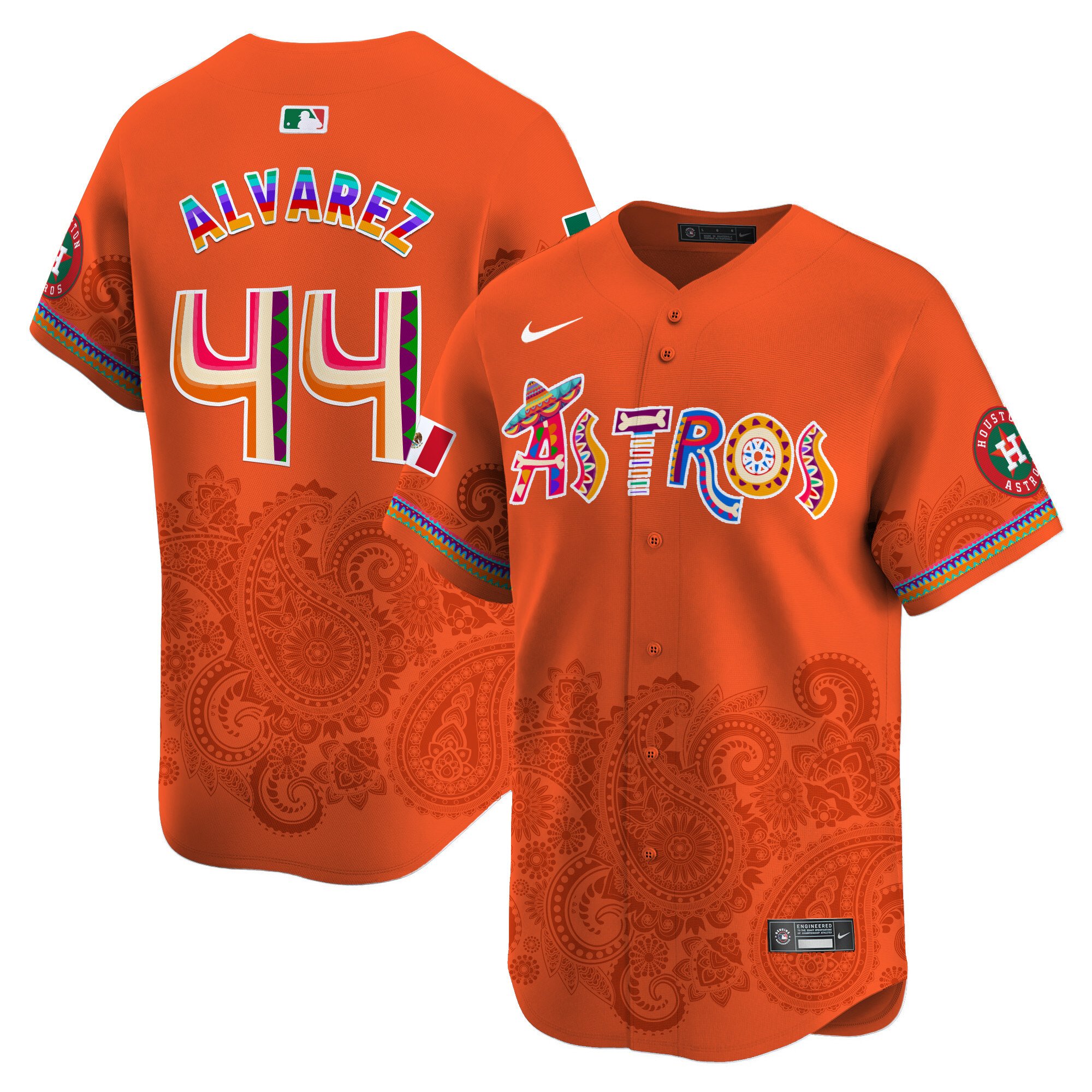 Men's Yordan Â¡lvarez Houston Astros Paisley Mexico Vapor Premier Limited Orange Jersey - Printed