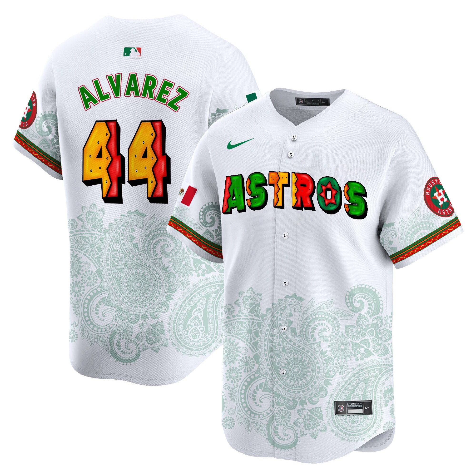 Men's Yordan Â¡lvarez Houston Astros Paisley Mexico Vapor Premier Limited White Jersey V3 - Printed
