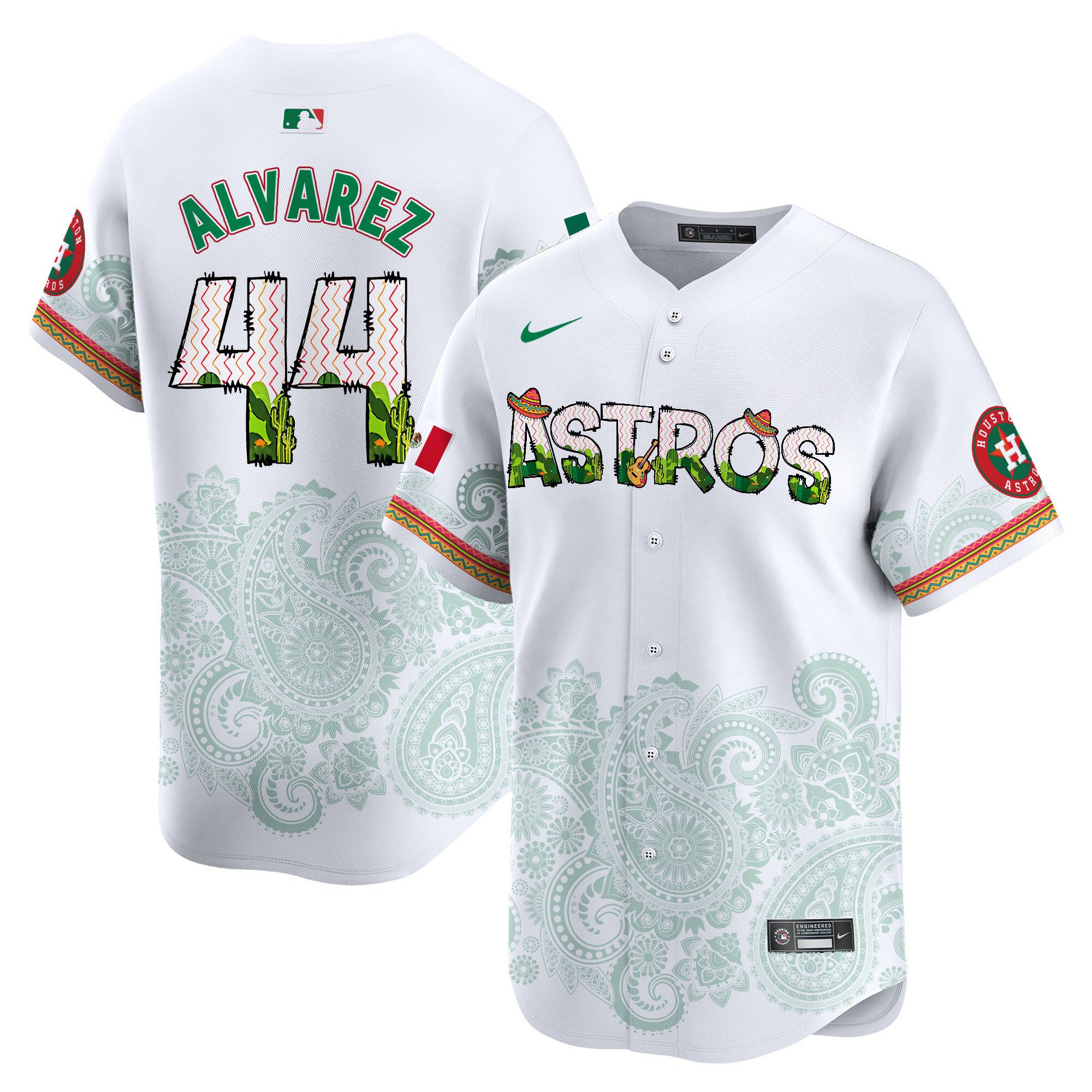Men's Yordan Â¡lvarez Houston Astros Paisley Mexico Vapor Premier Limited White Jersey V4 - Printed