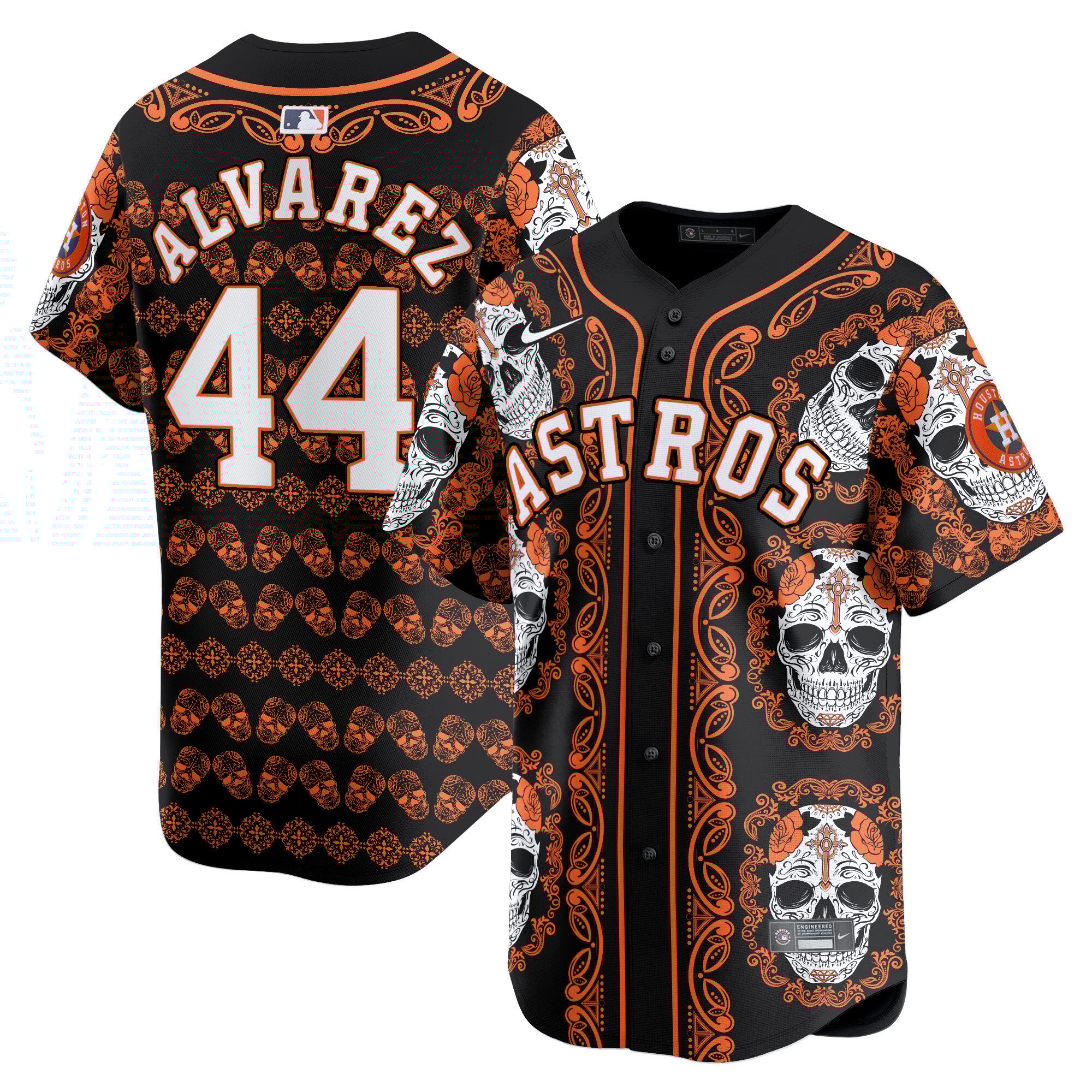 Men's Yordan Â¡lvarez Houston Astros Paisley Sugar Skull Vapor Premier Limited Orange Jersey - Printed