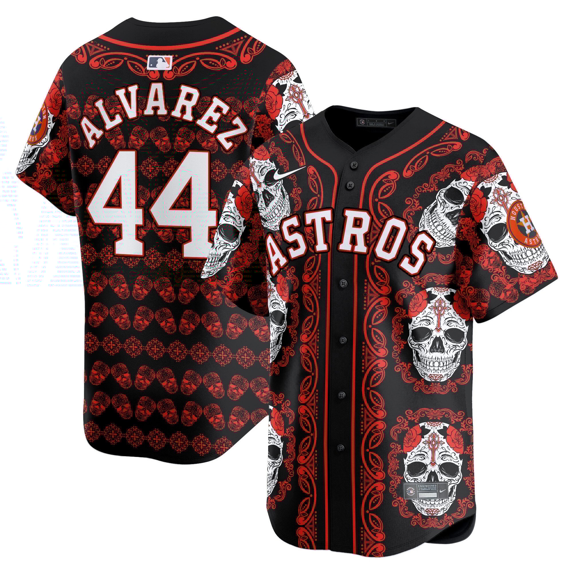 Men's Yordan Â¡lvarez Houston Astros Paisley Sugar Skull Vapor Premier Limited Red Jersey - Printed