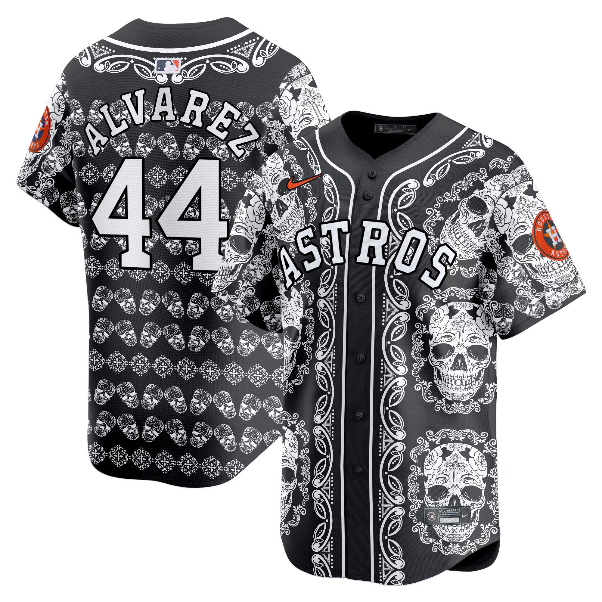 Men's Yordan Â¡lvarez Houston Astros Paisley Sugar Skull Vapor Premier Limited White Jersey - Printed