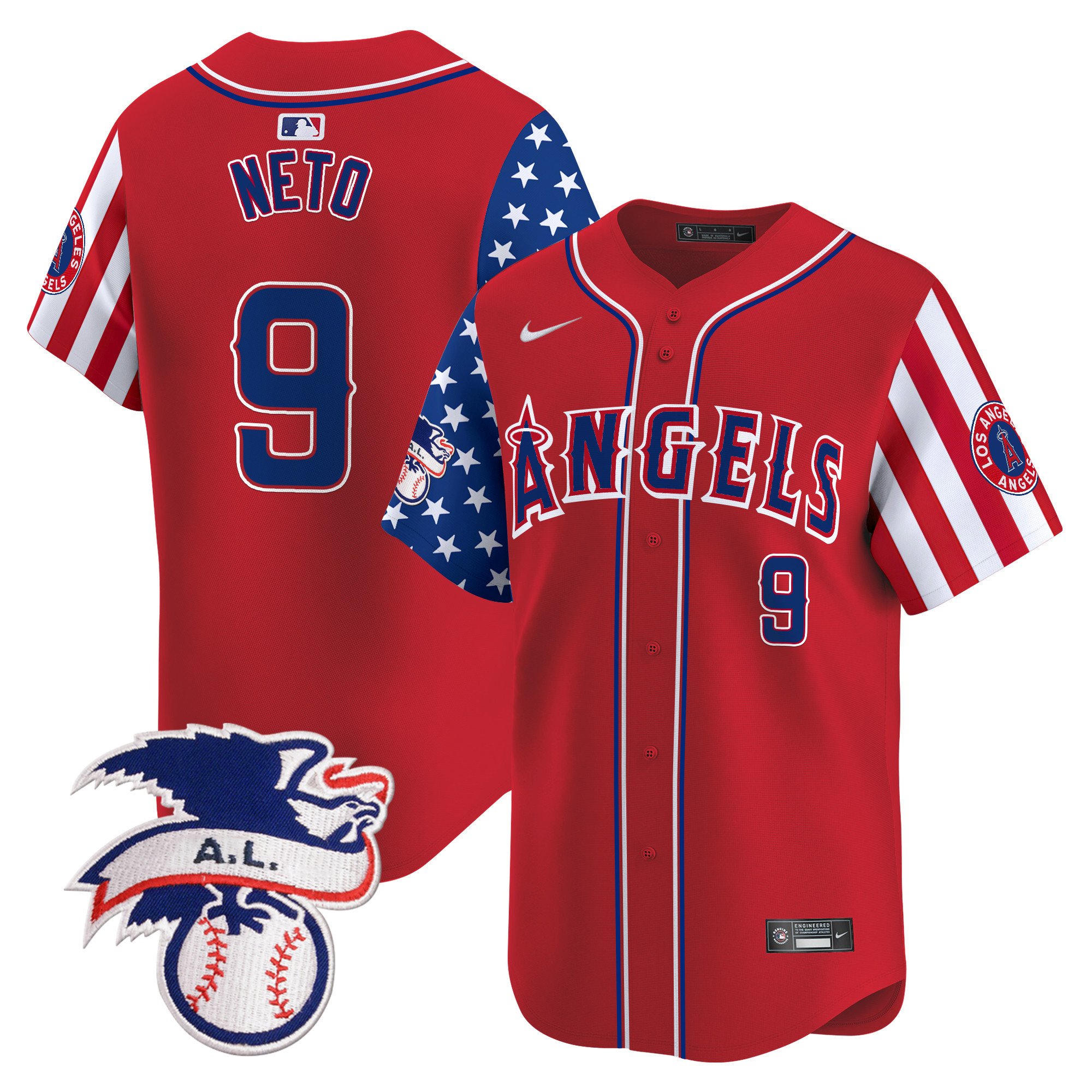 Men's Zach Neto Los Angeles Angels 2024 Fourth of July Vapor Premier Limited Red Jersey - All Stitched