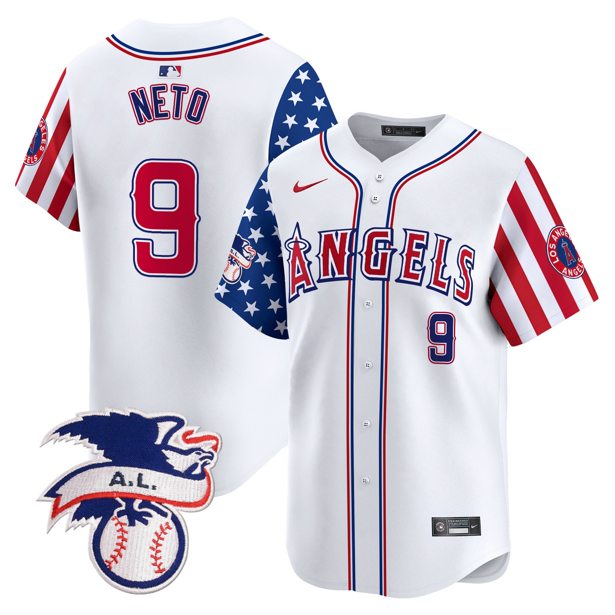 Men's Zach Neto Los Angeles Angels 2024 Fourth of July Vapor Premier Limited White Jersey - All Stitched