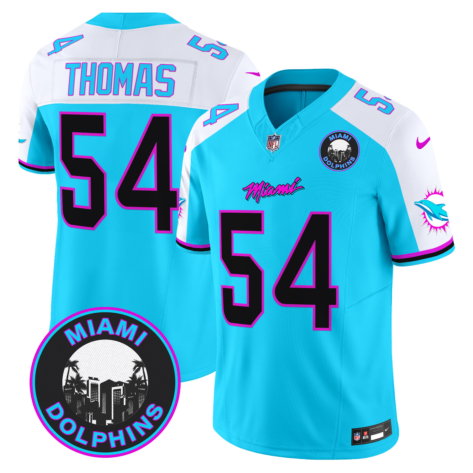 Men's Zach Thomas Miami Dolphins "Miami Vice" Vapor Limited Aqua Alternate Jersey V3 - All Stitched