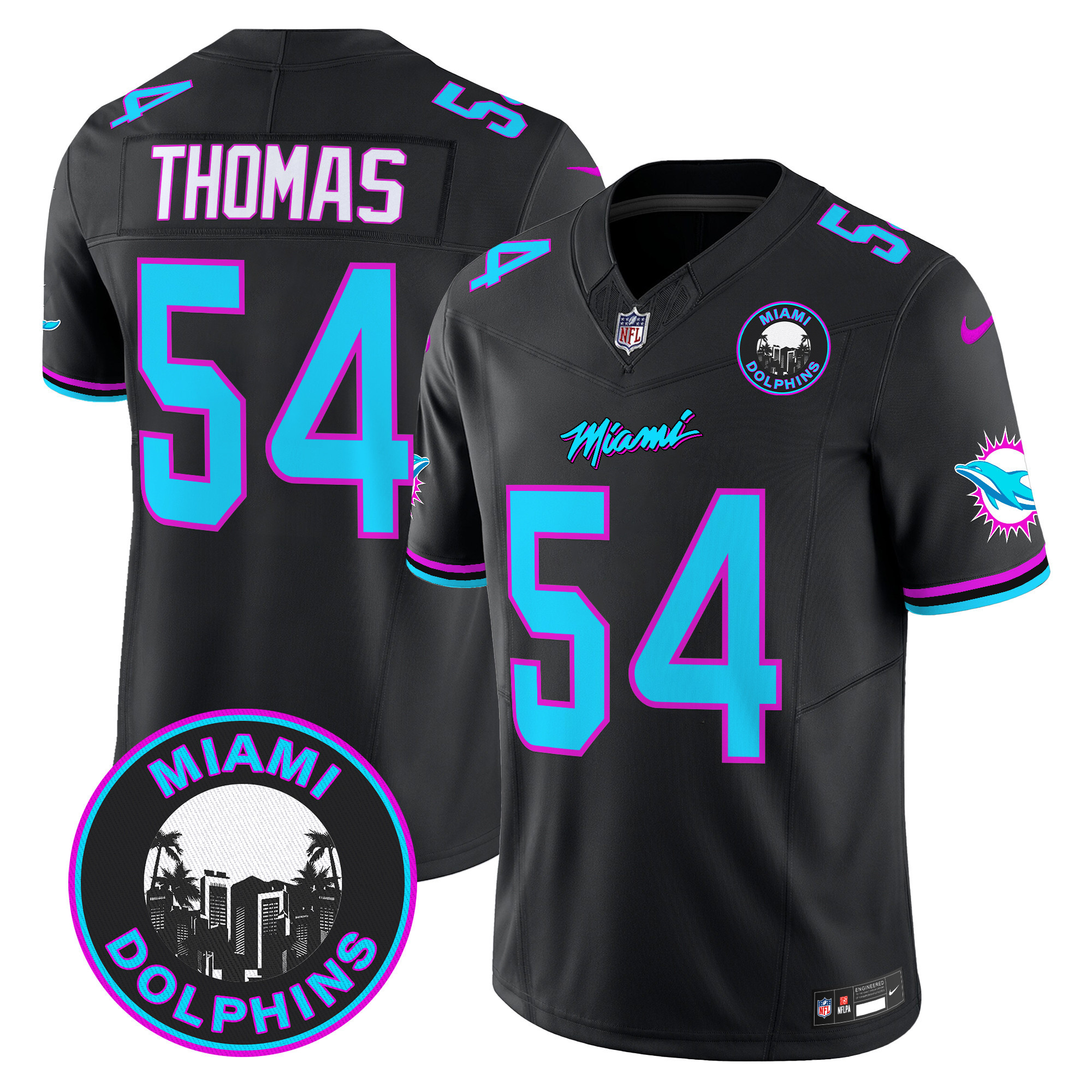 Men's Zach Thomas Miami Dolphins "Miami Vice" Vapor Limited Black Jersey V3 - All Stitched