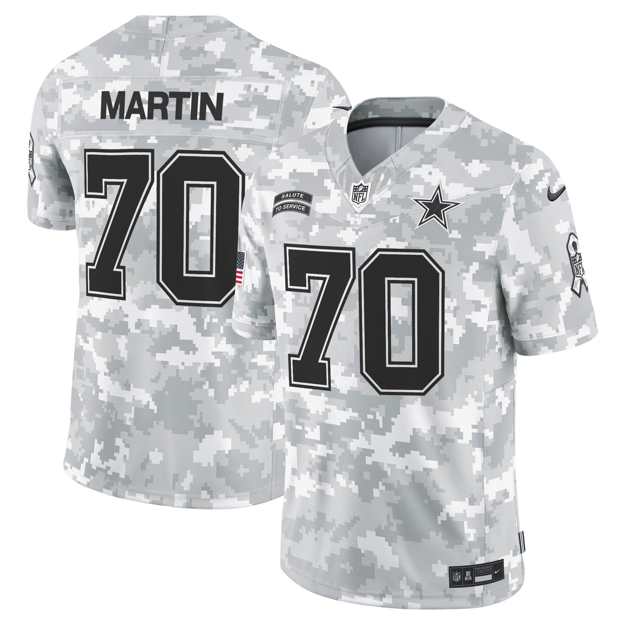 Men's Zack Martin Dallas Cowboys 2024 Salute to Service Vapor Limited Arctic Camo Jersey - All stitched