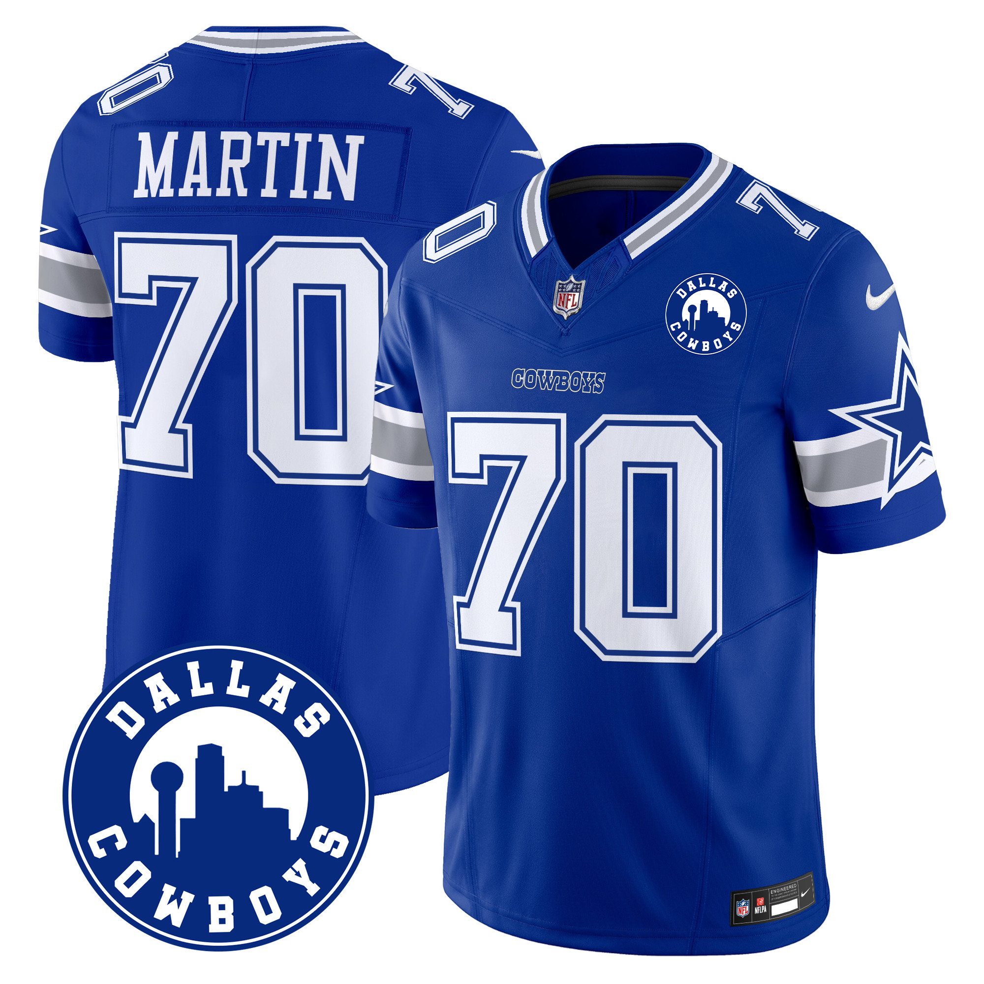 Men's Zack Martin Dallas Cowboys "Dallas City" Patch Vapor Limited Royal Jersey - All Stitched