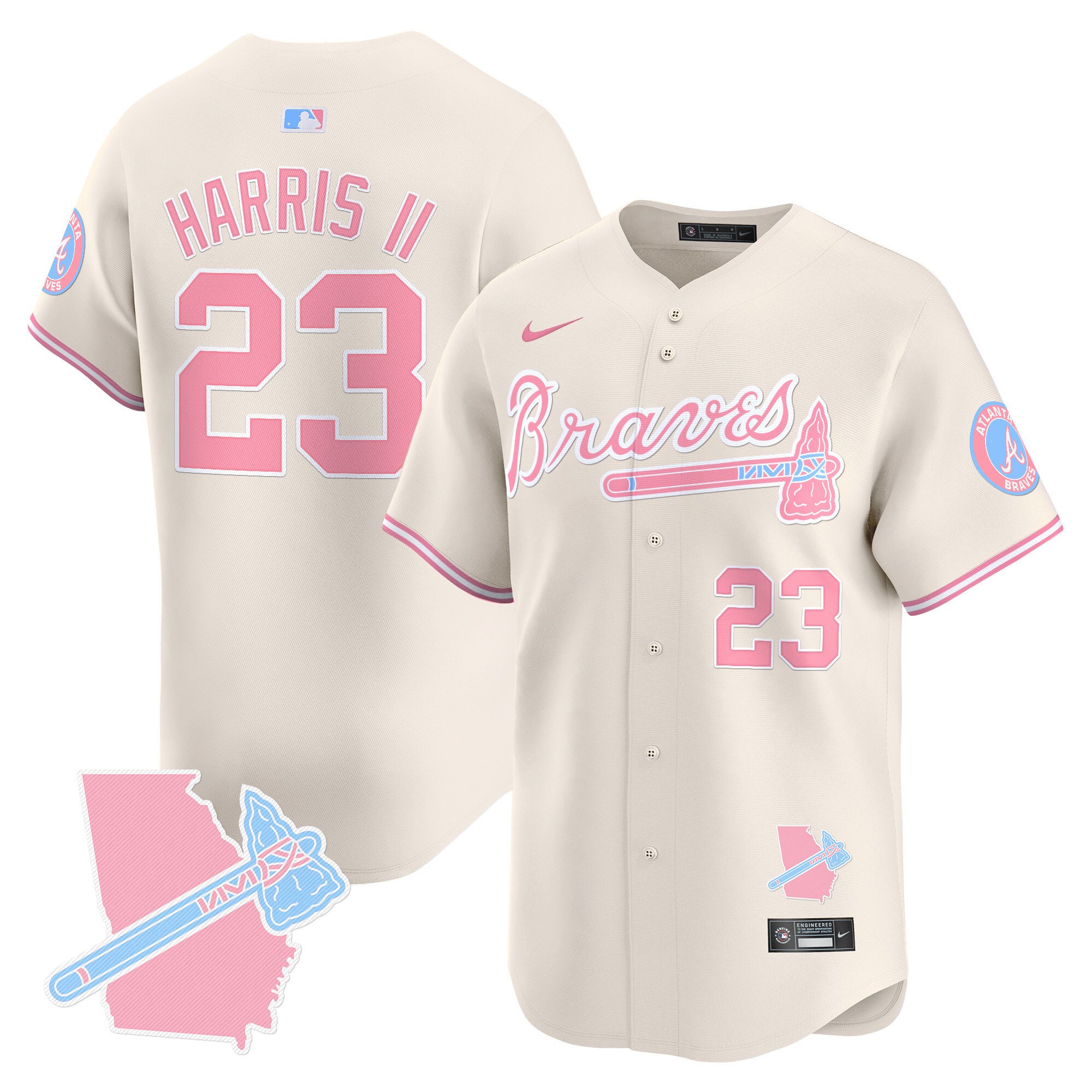 Michael Harris IIUnisex Atlanta Braves Bubblegum Pink Vapor Premier Limited Cream Jersey - All Stitched