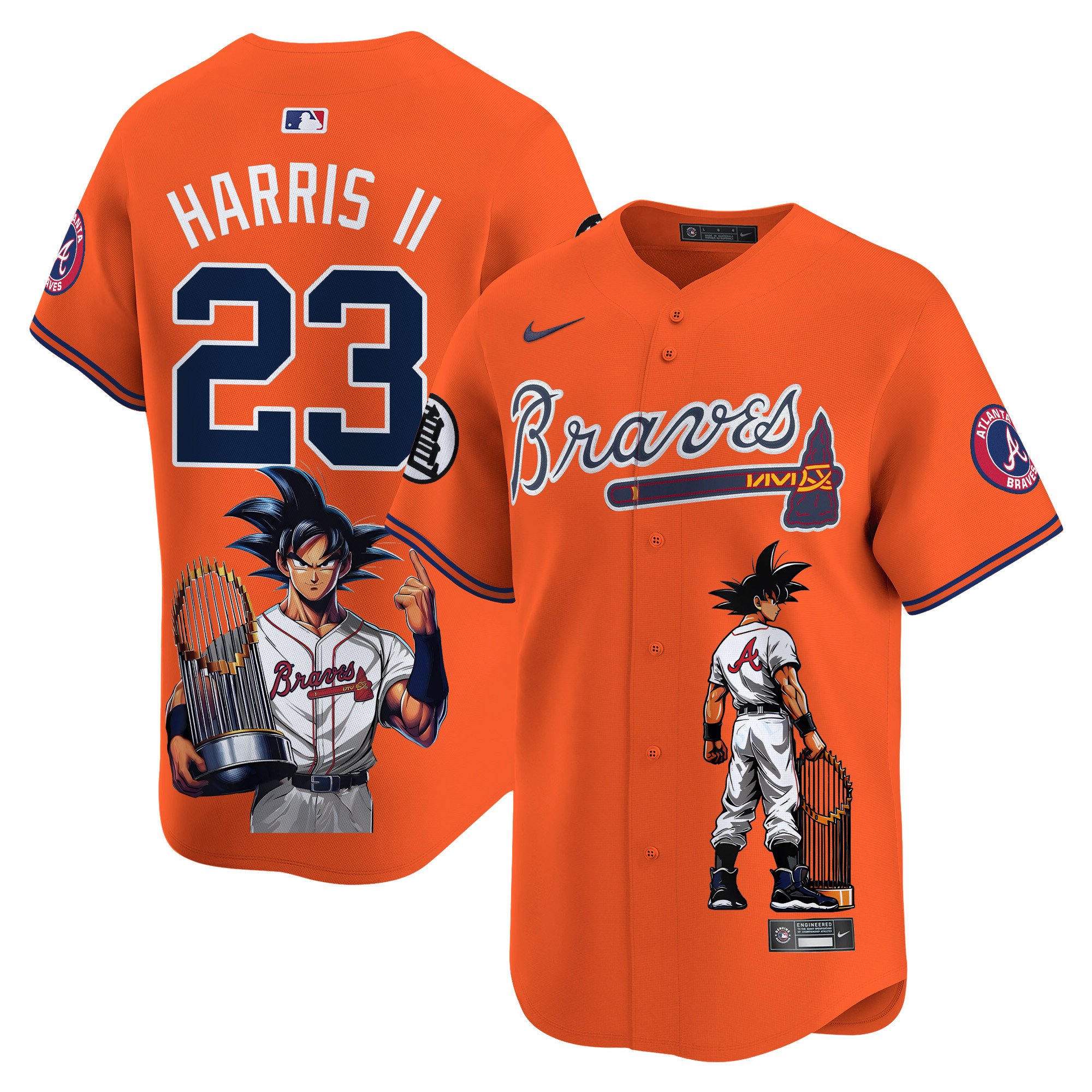 Michael Harris IIUnisex Atlanta Braves Dragon Ball Son Goku Vapor Premier Limited Orange Jersey - Printed
