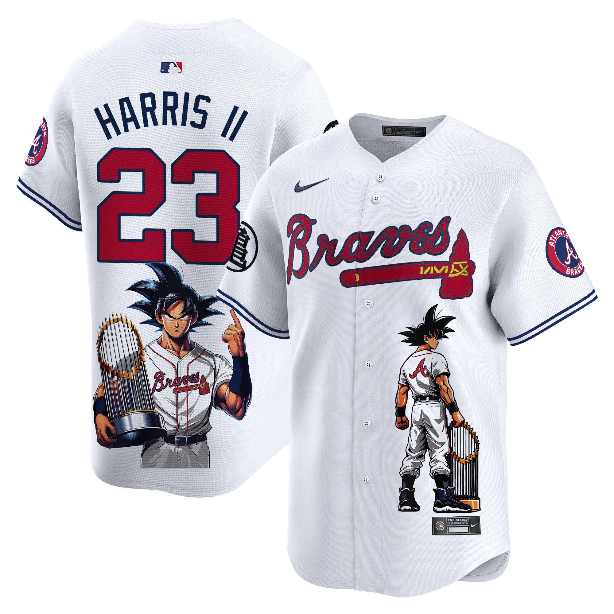 Michael Harris IIUnisex Atlanta Braves Dragon Ball Son Goku Vapor Premier Limited White Jersey - Printed