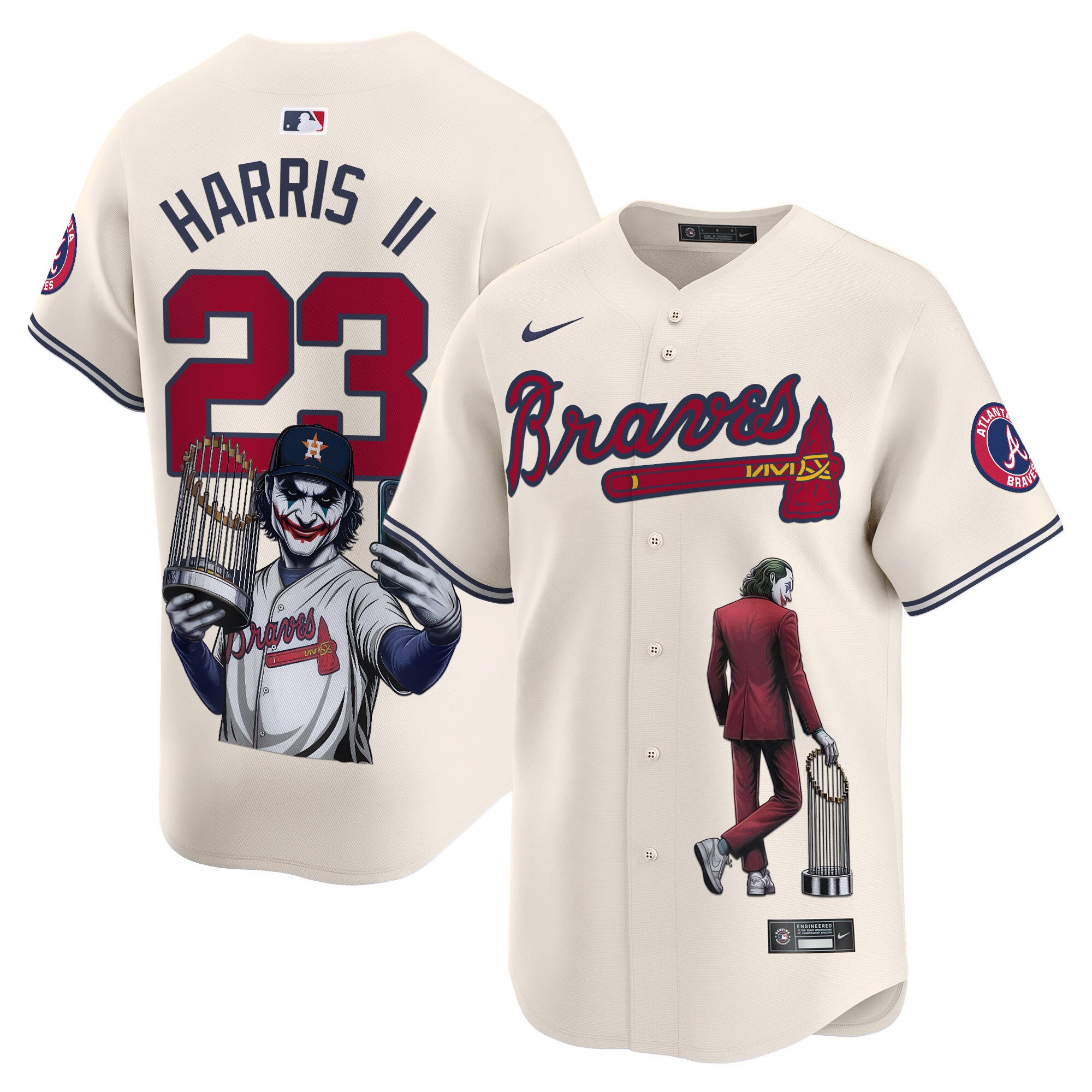 Michael Harris IIUnisex Atlanta Braves Joker Vapor Premier Limited Cream Jersey - Printed