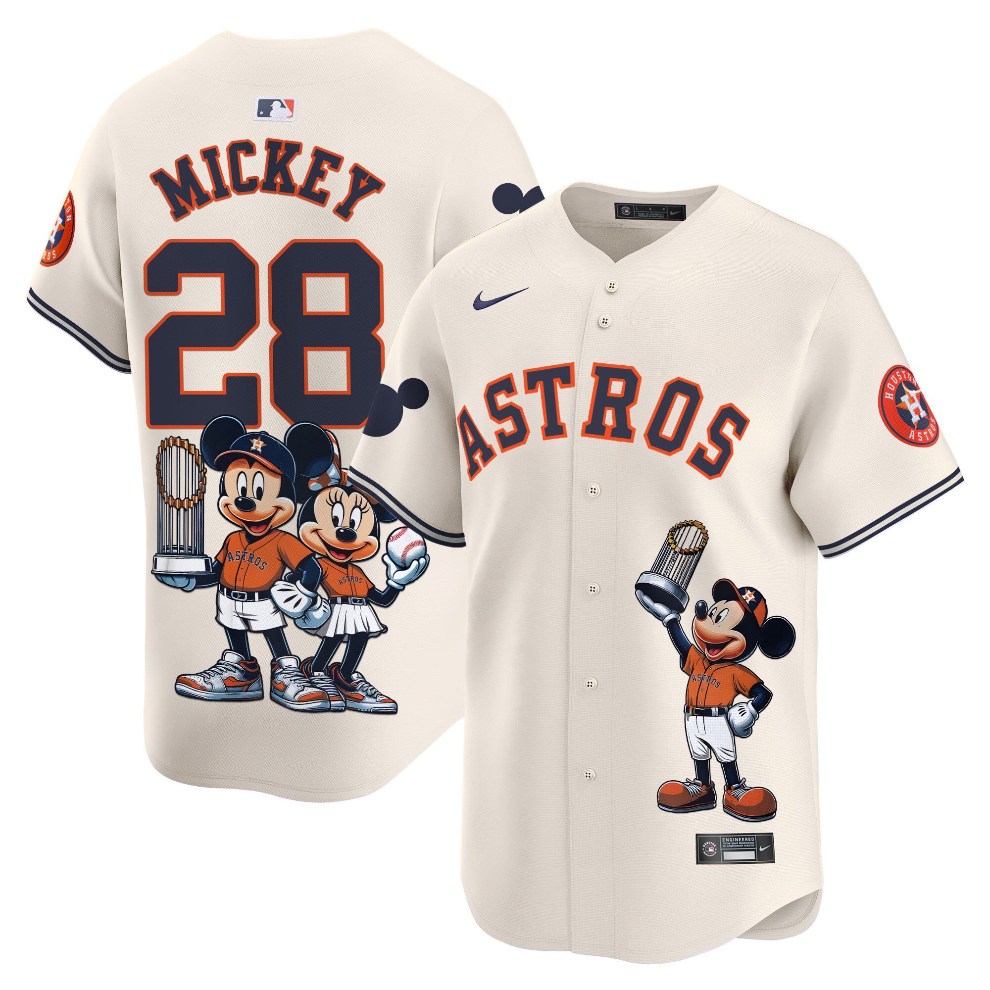 MickeyUnisex Houston Astros Mickey Houston Vapor Premier Limited Cream Jersey - Printed