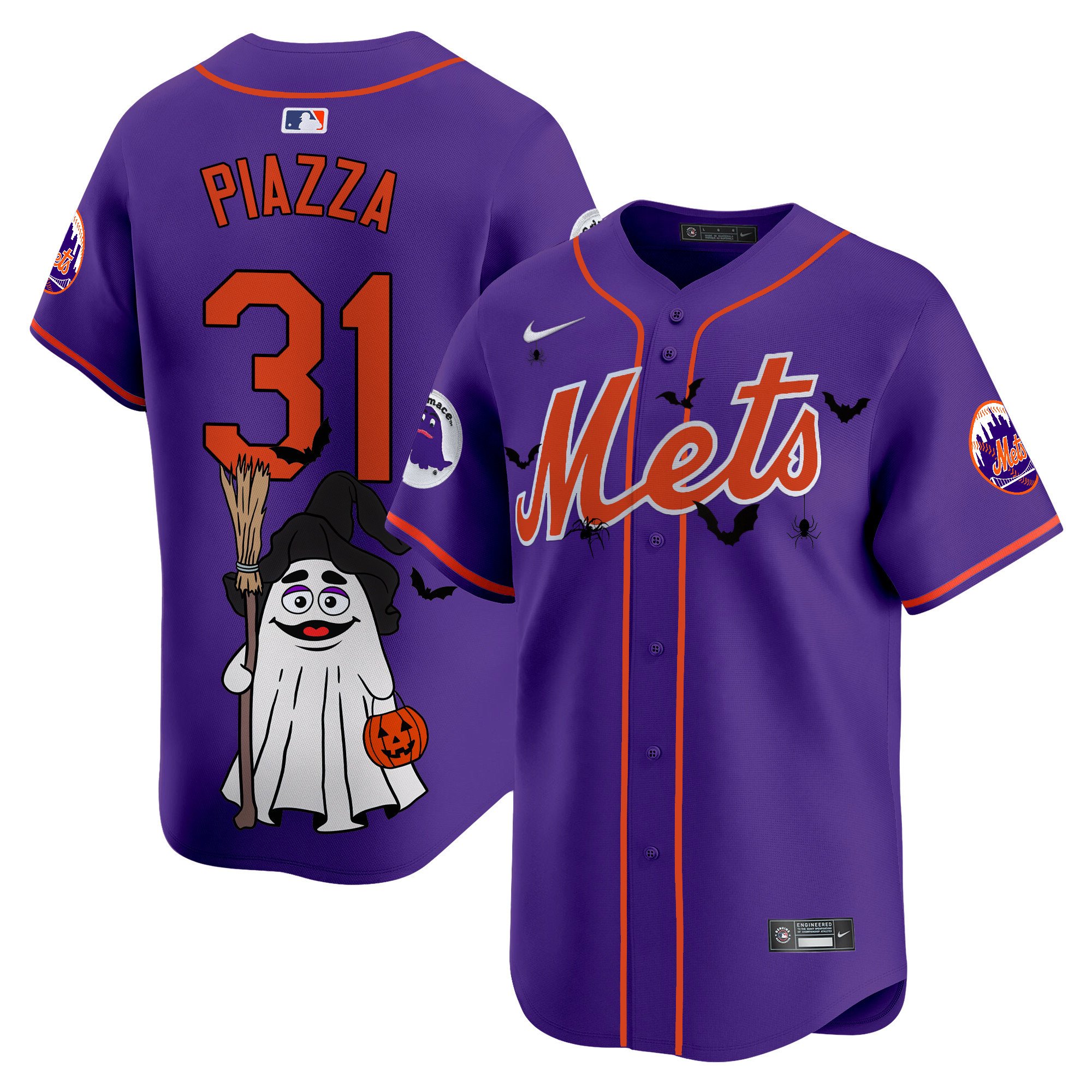 Mike PiazzaUnisex New York Mets Grimace Halloween Vapor Premier Limited Purple Jersey V2- Printed