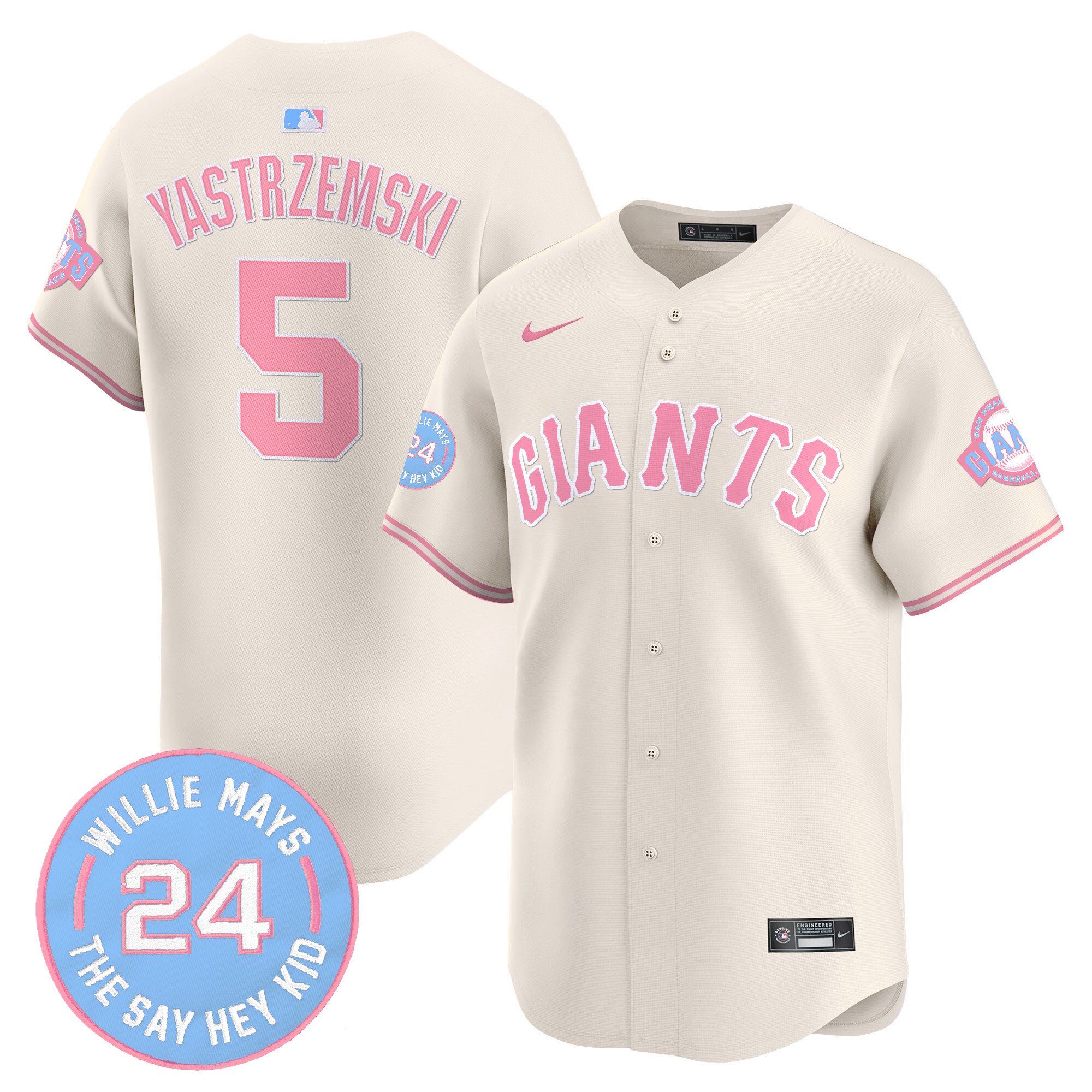 Mike YastrzemskiUnisex San Francisco Giants Bubblegum Pink Vapor Premier Limited Cream Jersey - All Stitched
