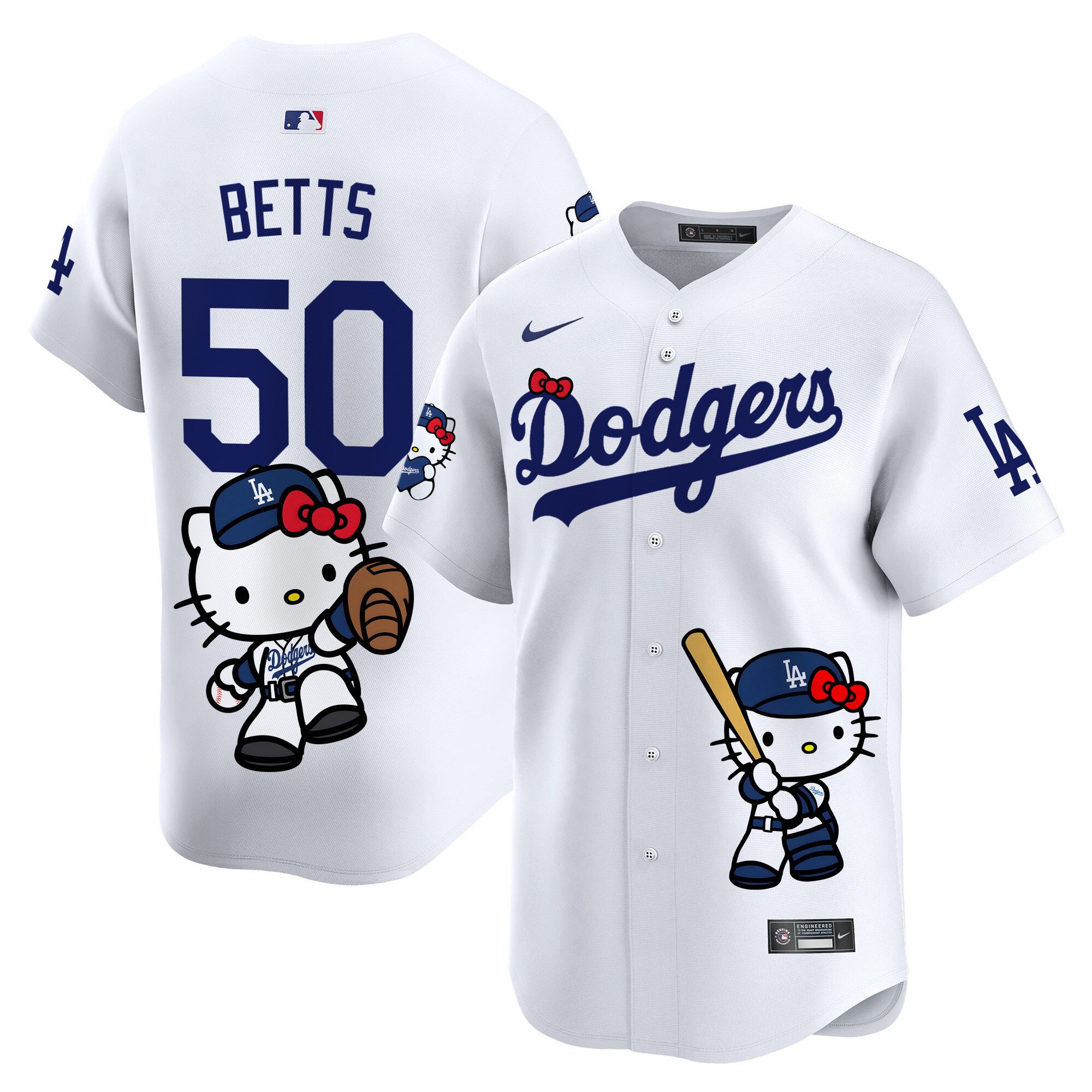Mookie BettsUnisex Los Angeles Dodgers Hello Kitty Vapor Premier Limited White Jersey - Printed