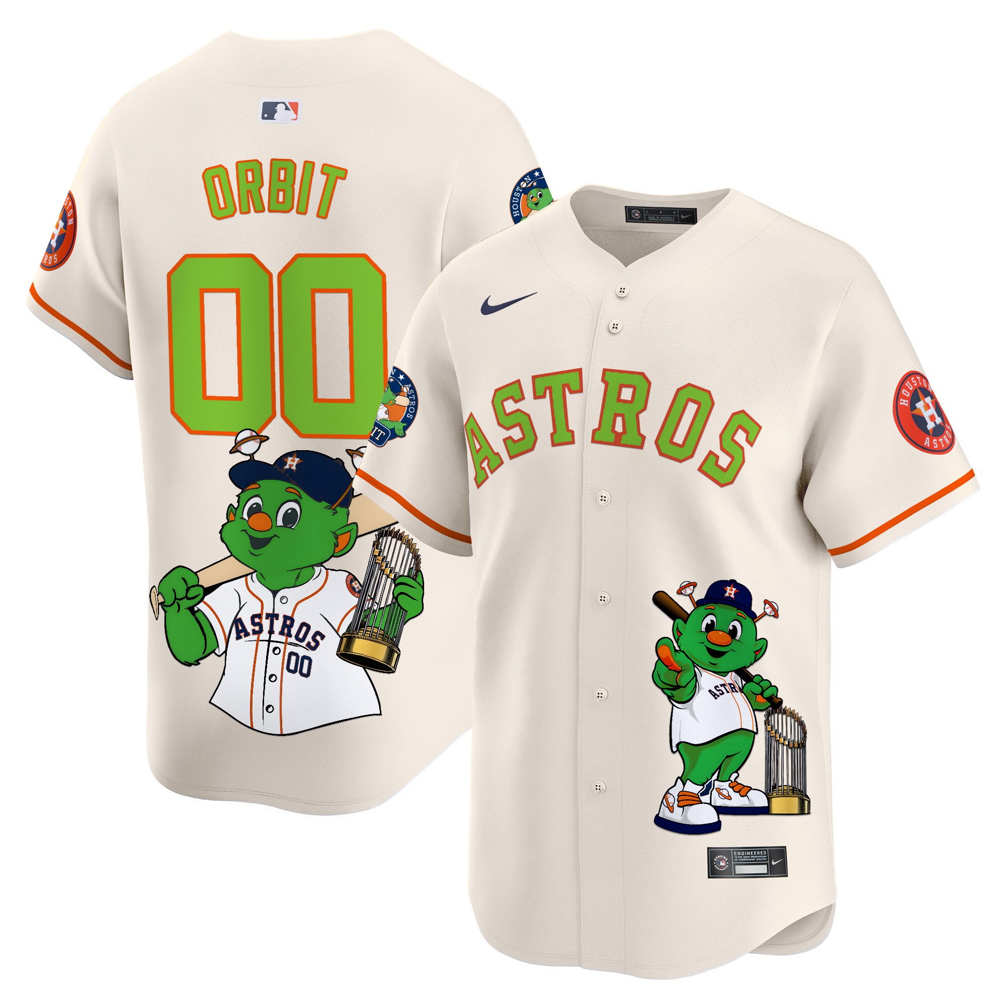 OrbitUnisex Houston Astros Orbit Vapor Premier Limited Cream Jersey - Printed