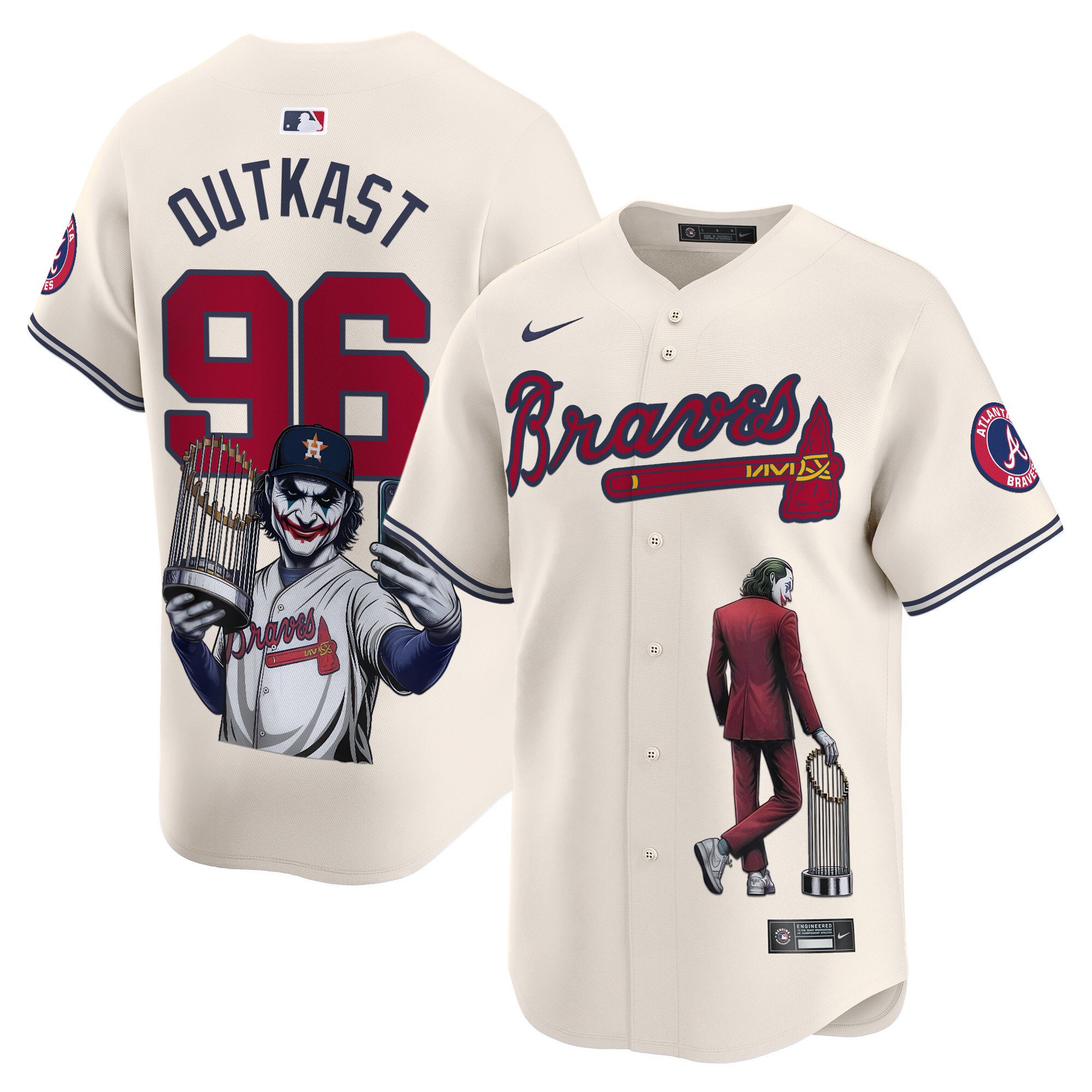 OutkastUnisex Atlanta Braves Joker Vapor Premier Limited Cream Jersey - Printed