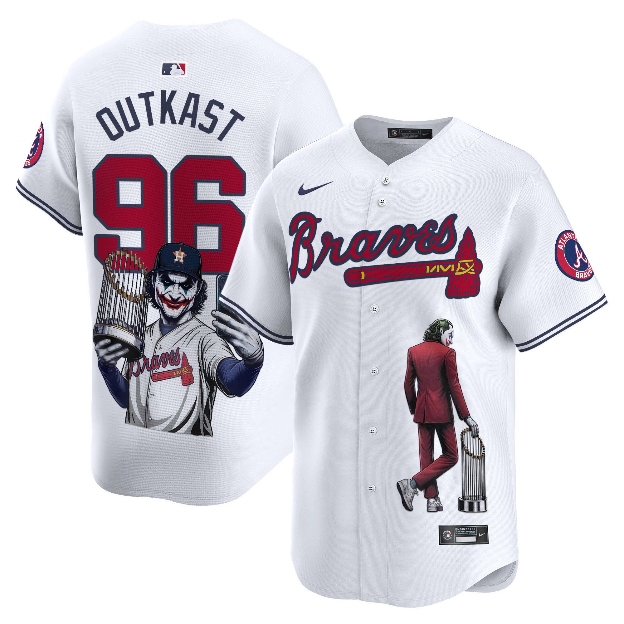 OutkastUnisex Atlanta Braves Joker Vapor Premier Limited White Jersey - Printed