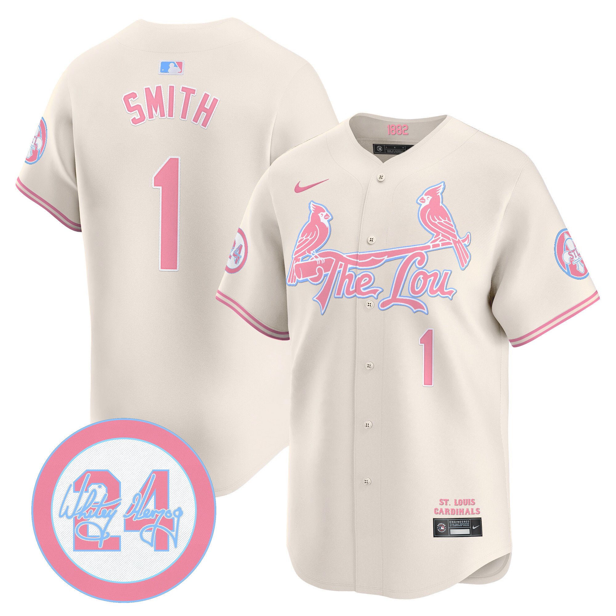 Ozzie SmithUnisex St. Louis Cardinals Bubblegum Pink Vapor Premier Limited Cream Jersey - All Stitched