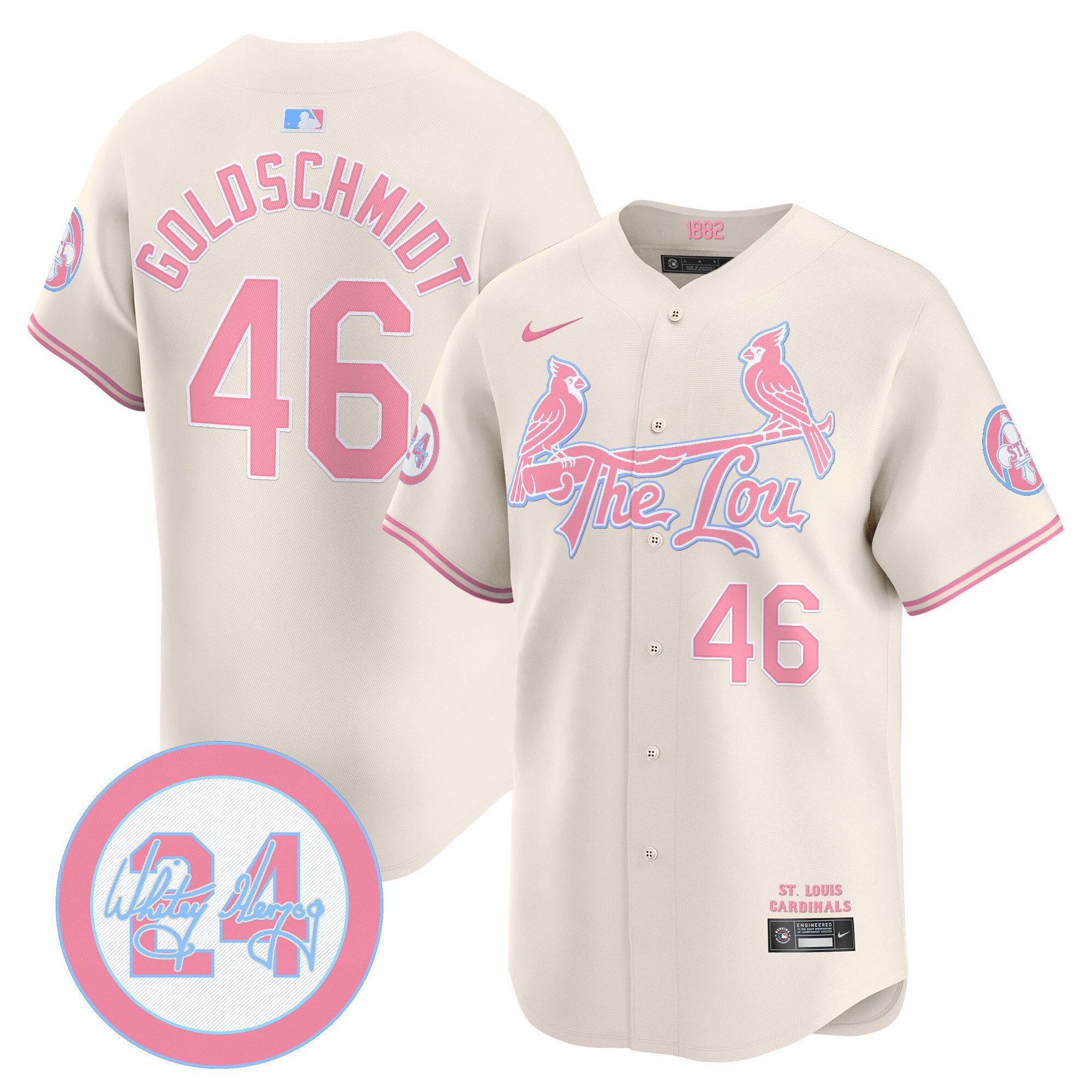 Paul GoldschmidtUnisex St. Louis Cardinals Bubblegum Pink Vapor Premier Limited Cream Jersey - All Stitched